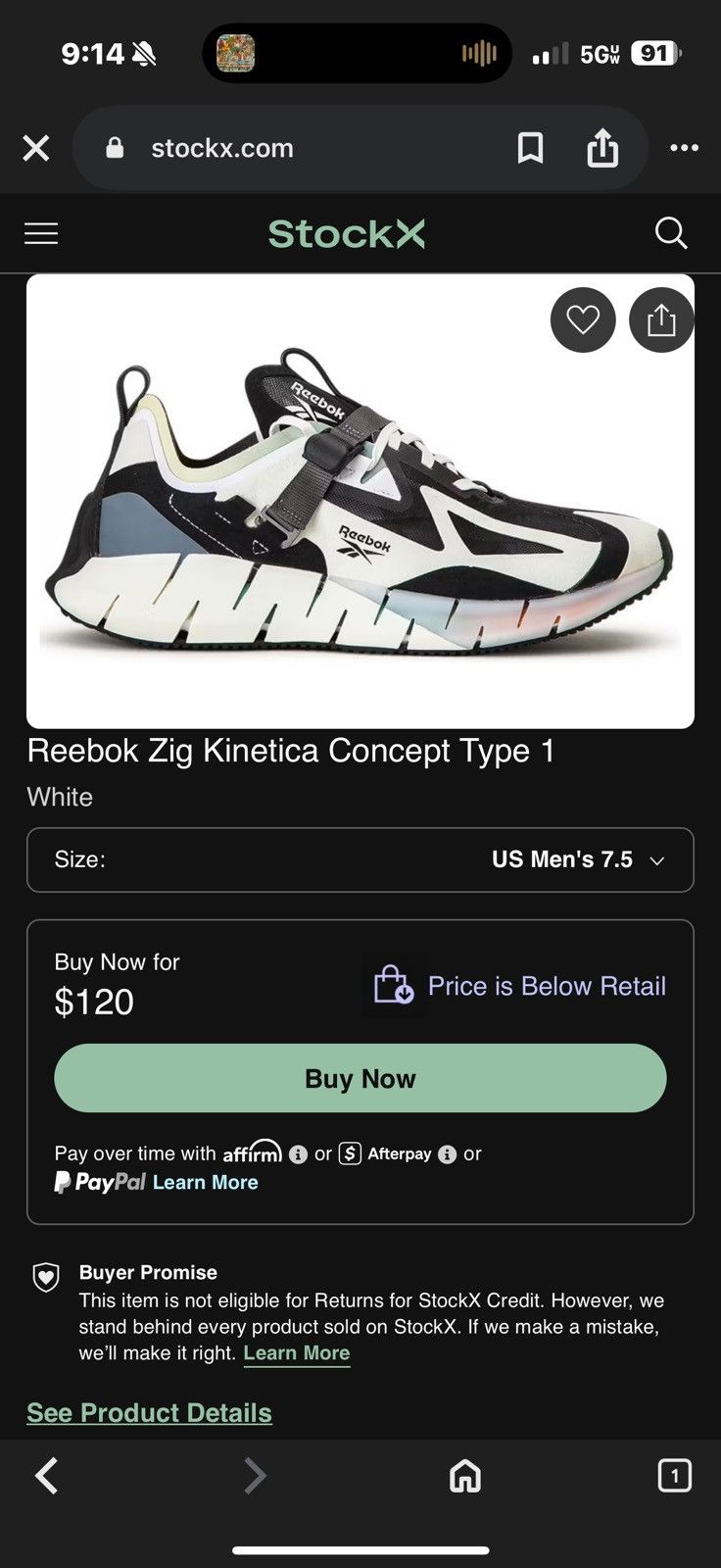 Reebok Reebok Zig Kinetica Concept Type 1 size 9.5 Size US 9.5 / EU 42-43 - 8 Thumbnail