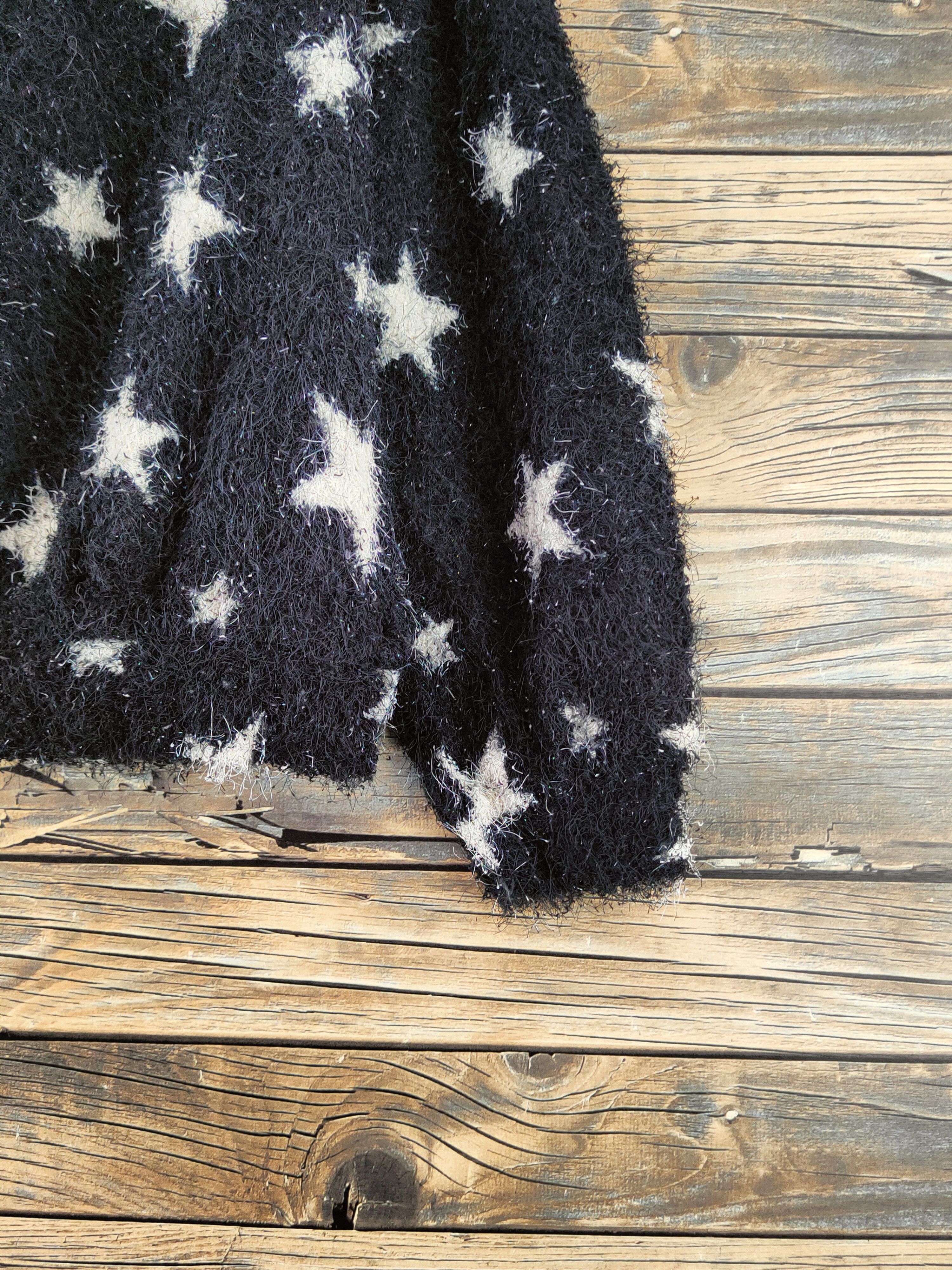 Japanese Brand DL Nice Claup star White Fur shaggy Mohair Knitwear #46-922 Size S / US 4 / IT 40 - 6 Thumbnail