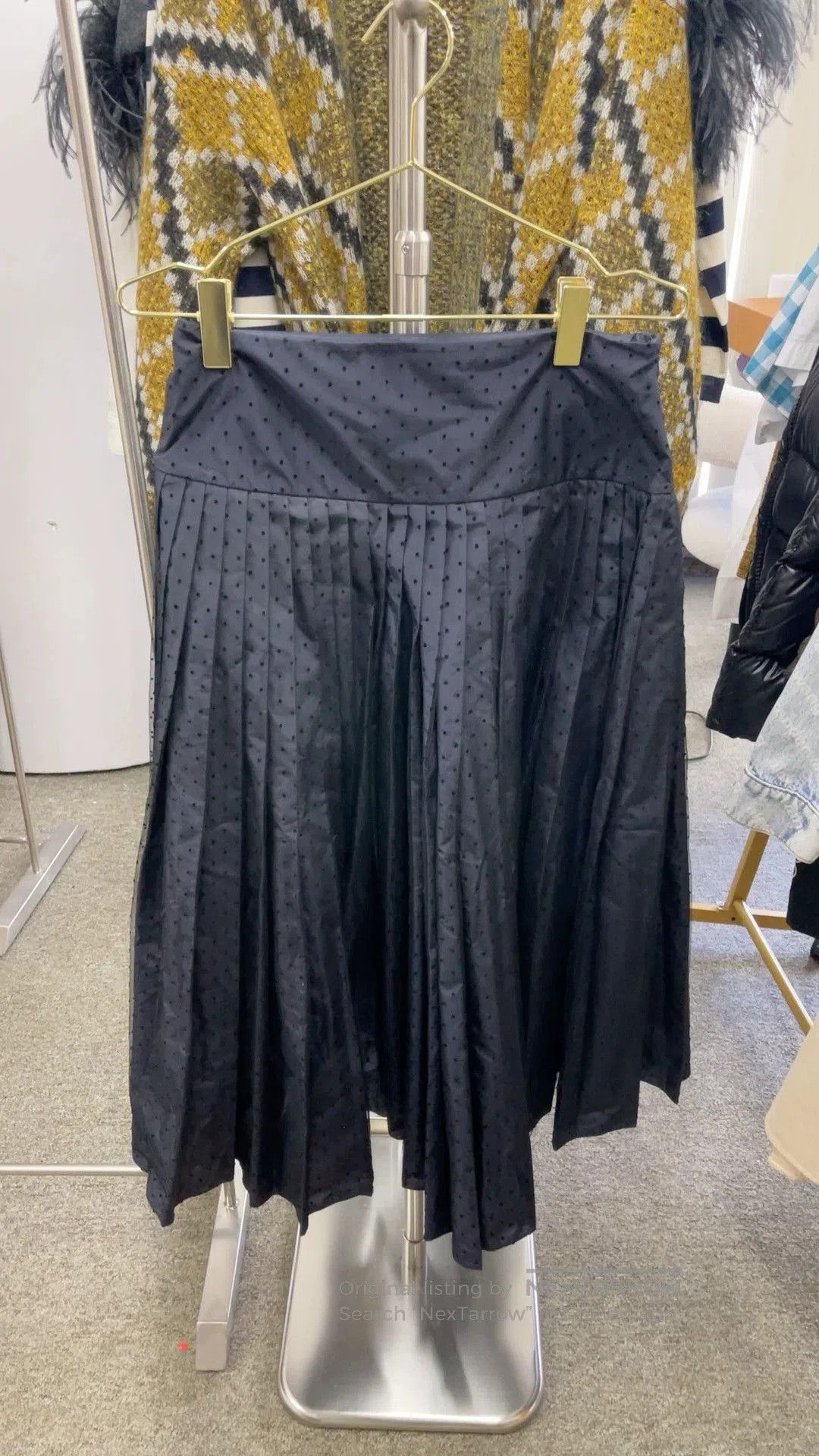 Dior Dior Dark Blue Mesh Polka Dot Skirt. Size US 40 / EU 56 - 1 Thumbnail