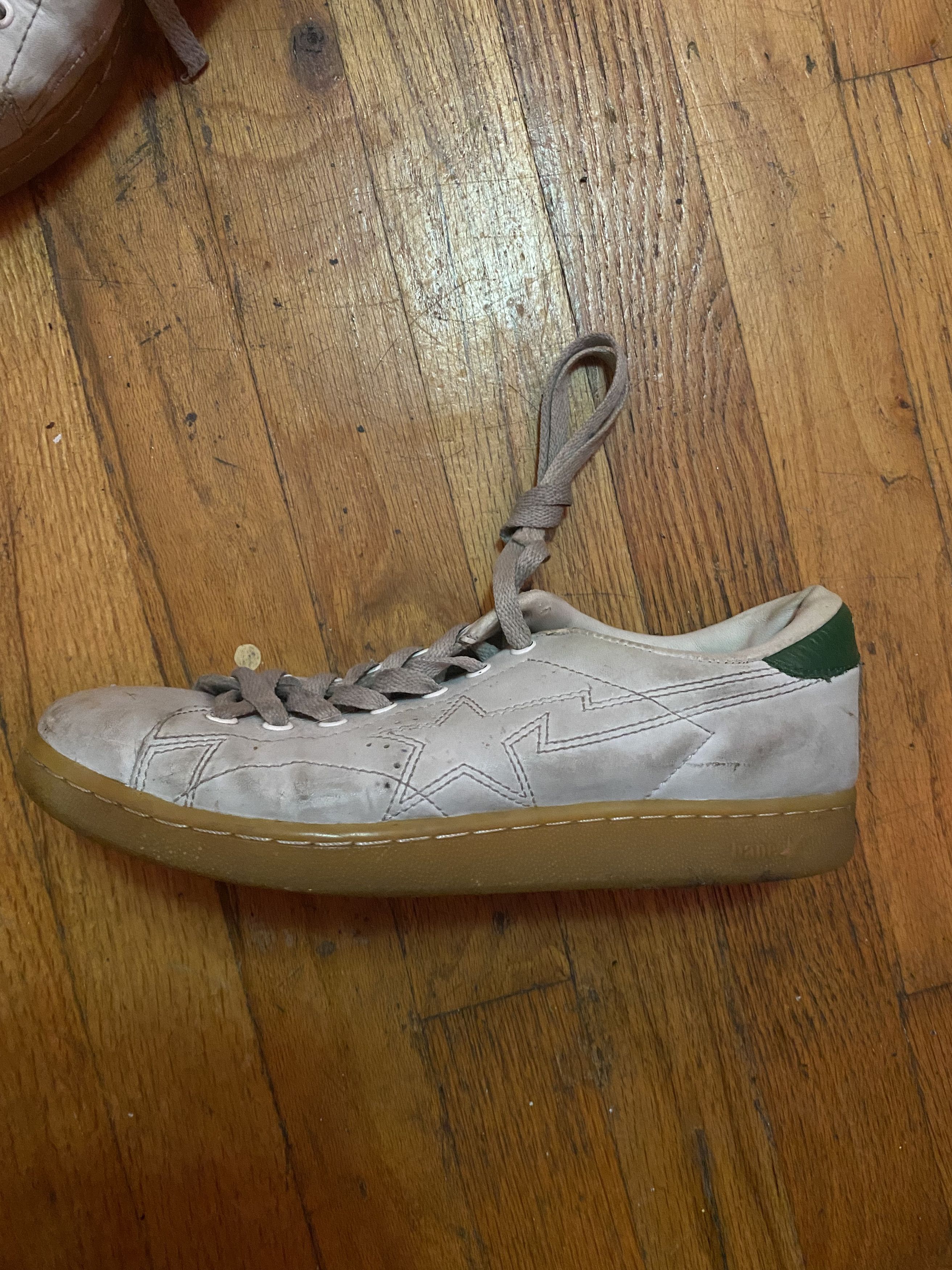 Bape BAPE Low-Top Bapesta Tennis Snkrs ⊛ WTE/GRN LEATHER ⊛ Used Size US 5.5 / IT 35.5 - 2 Thumbnail