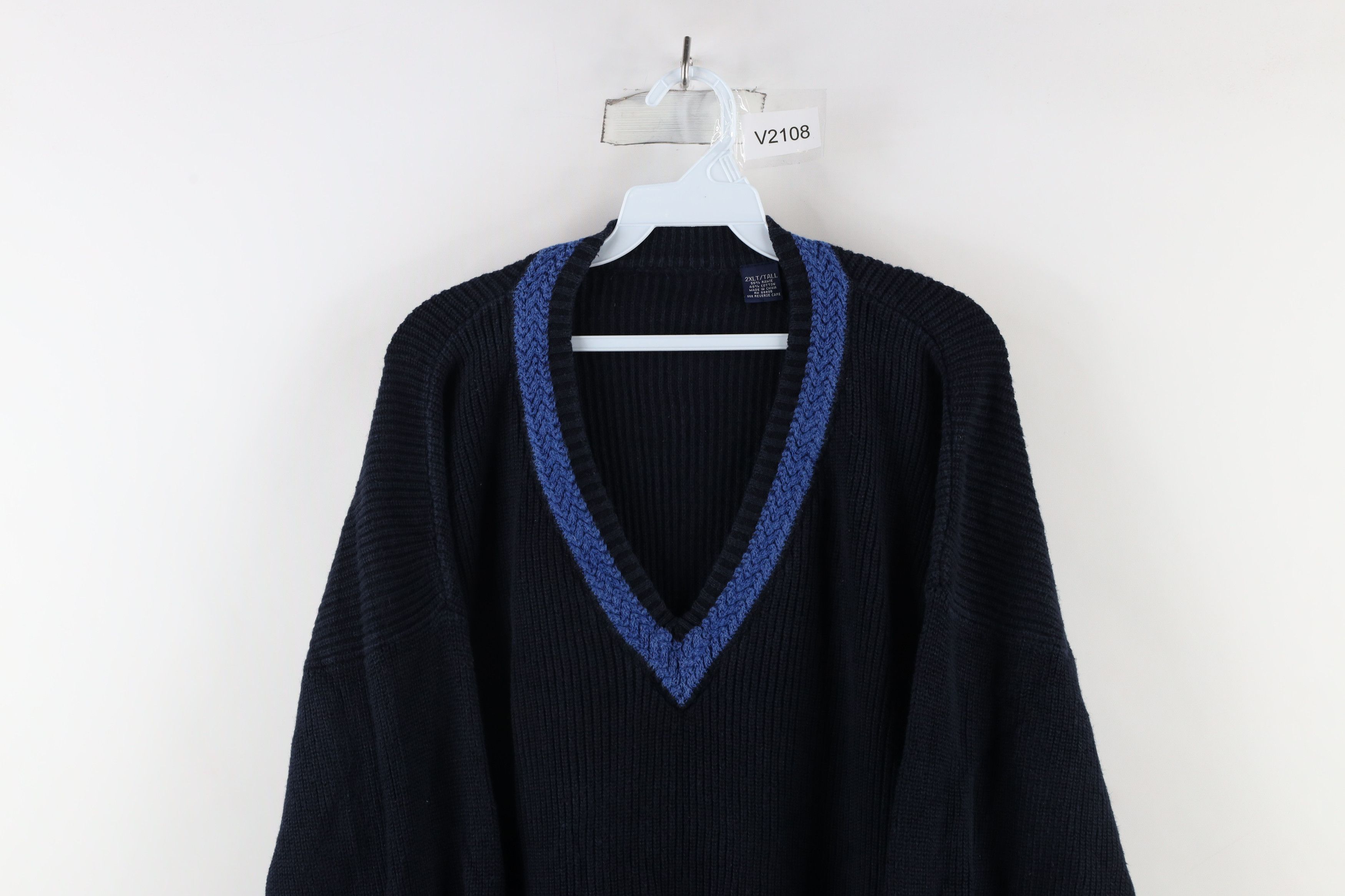 Vintage Vintage 90s Streetwear Chunky Ribbed Knit V-Neck Sweater Size US XXL / EU 58 / 5 - 2 Thumbnail