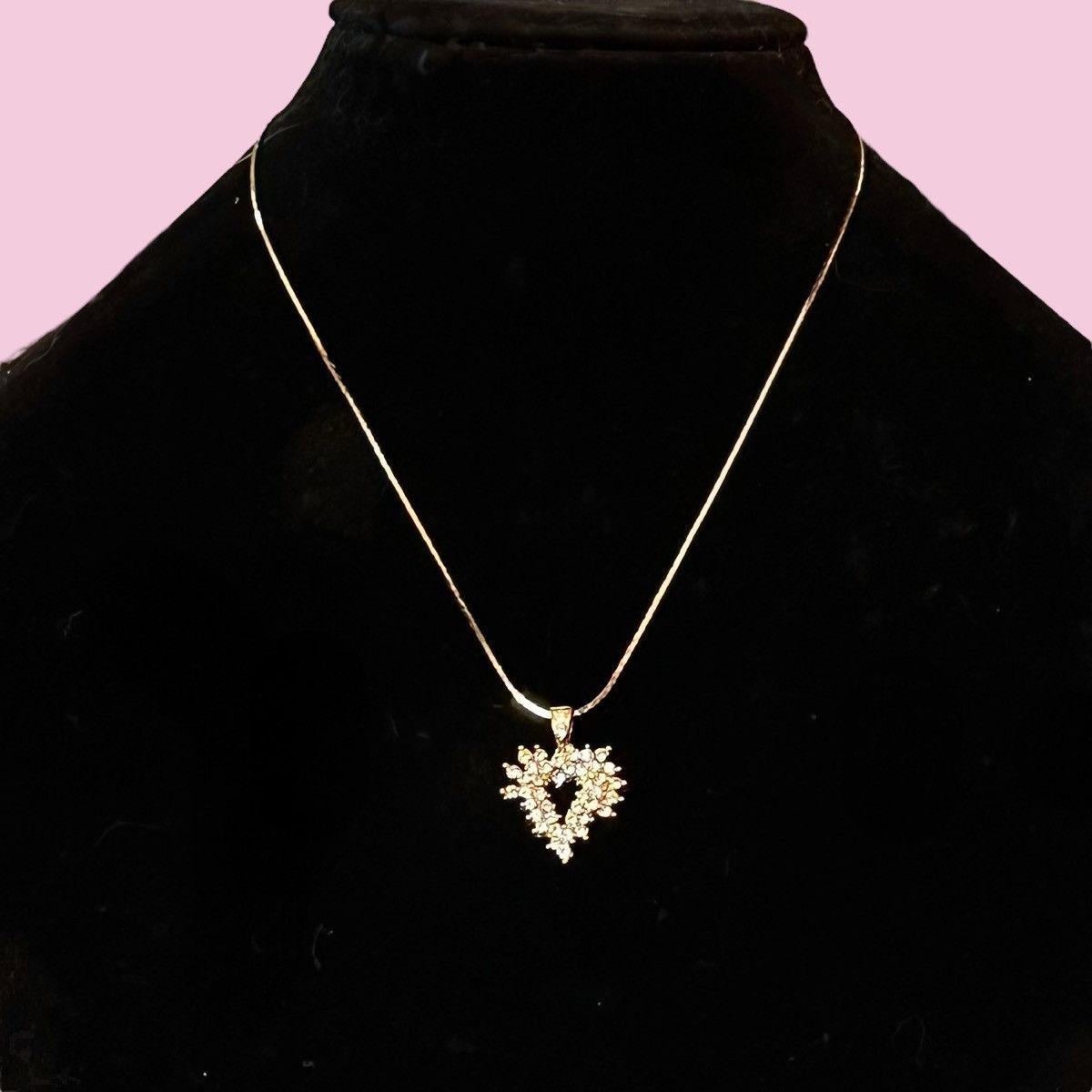 Vintage Vintage gold tone rhinestone open heart pendant necklace Size ONE SIZE - 1 Thumbnail
