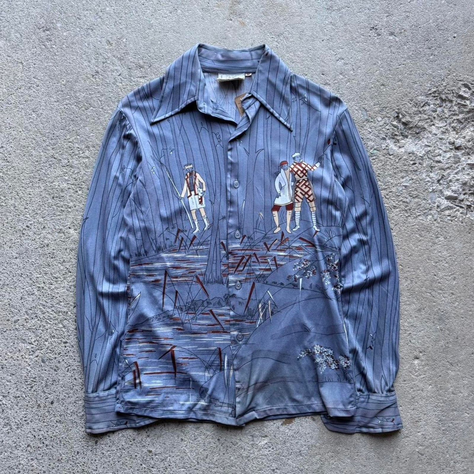 Saxony 70s Novelty Outdoor Graphic Dagger Button Up Shirt by Saxony Size US S / EU 44-46 / 1 - 1 Thumbnail