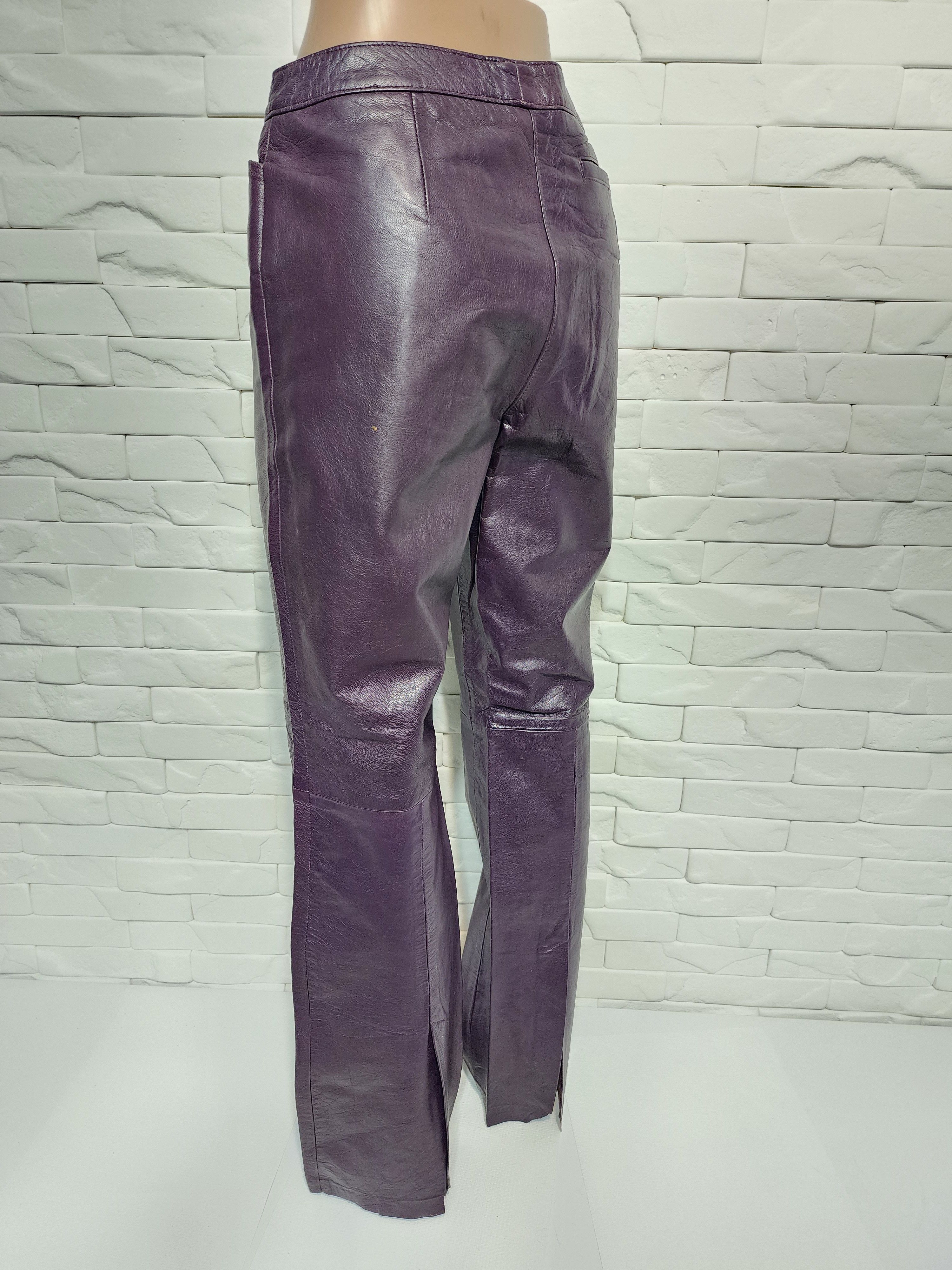 Genuine Leather Women's purple leather pants. Size 28" / US 6 / IT 42 - 5 Thumbnail