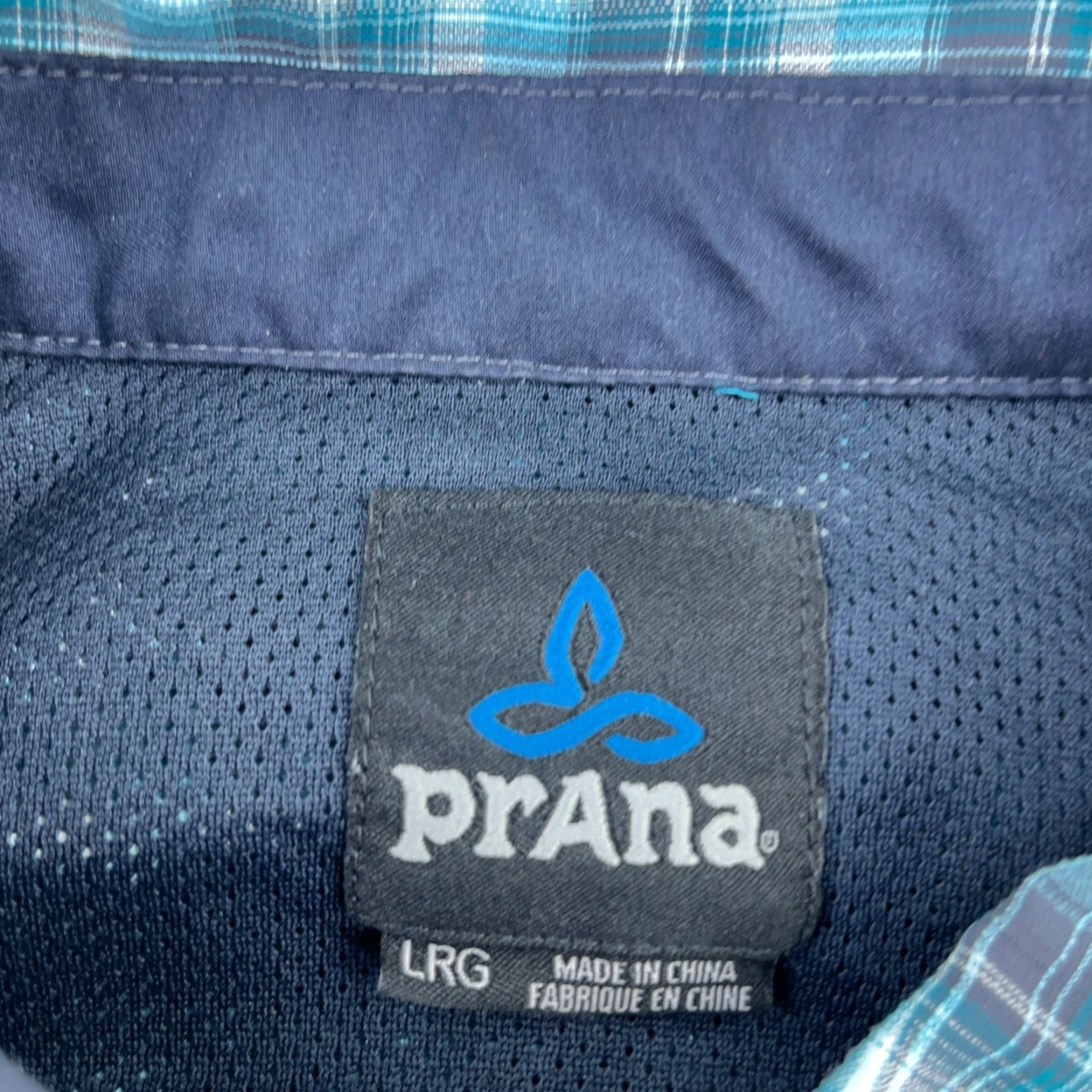 Prana prAna Shirt Men Large Blue Teal Plaid Button-Up Nylon Performance Hiking Camp Regular Fit Long Sleeve Casual Shirt Size US M / EU 48-50 / 2 - 2 Thumbnail