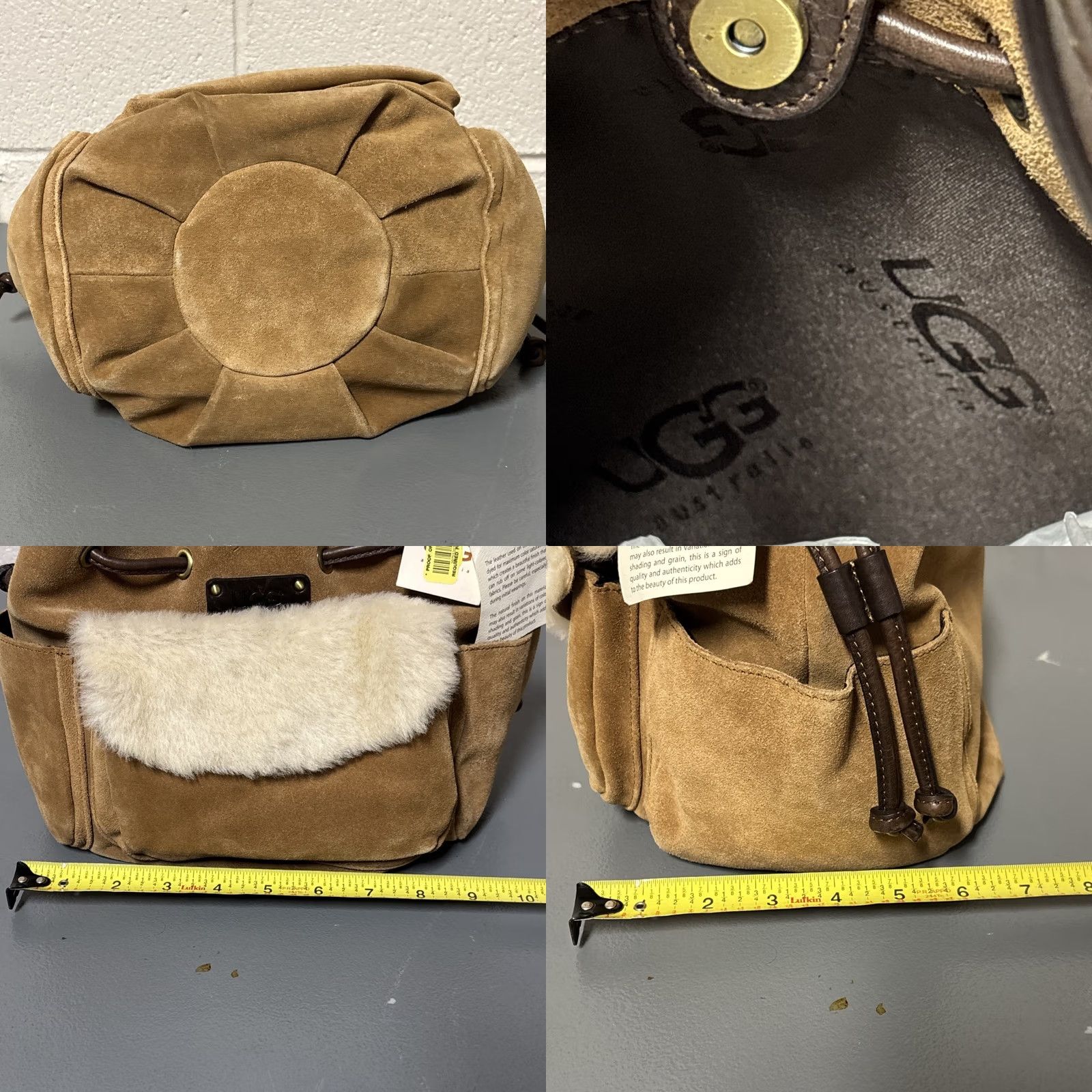 Ugg VINTAGE UGG Australia Shearling Medium Pouchette NWT Brown Purse Handbag Bucket Style Womens Bag Size ONE SIZE - 8 Thumbnail