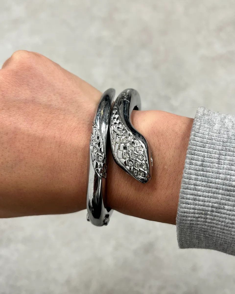 Just Cavalli Cavalli Silver Metal Snake Bangle Bracelet Size ONE SIZE - 3 Thumbnail
