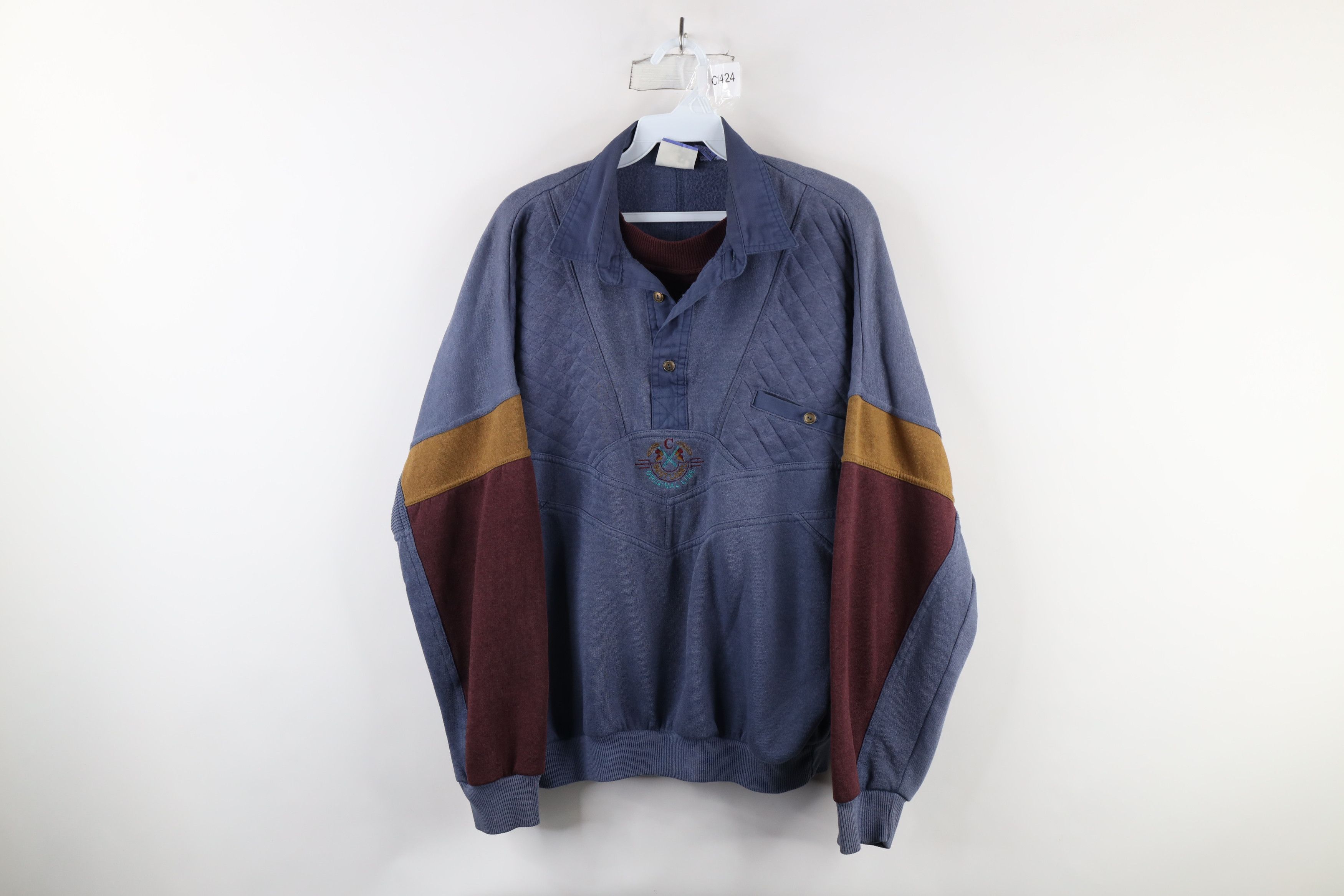 Vintage Vintage 90s Streetwear Block Layered Collared Sweatshirt Size M / US 6-8 / IT 42-44 - 1 Thumbnail