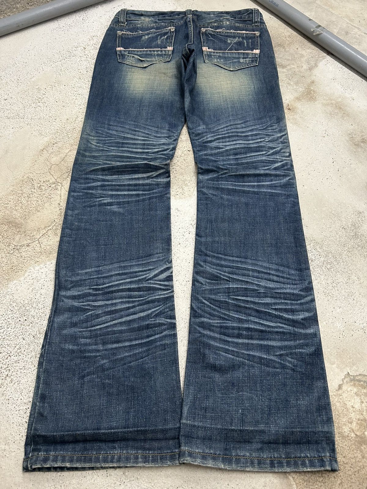 Hysteric Glamour Y2k Flared Jeans Low Rise Heavy Whiskering Washed Size US 29 - 2 Thumbnail