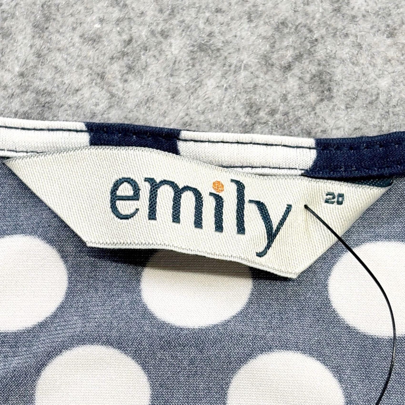 Vintage VINTAGE Emily Kayla Rouched Off The Shoulder Top UK20 Navy White Polka Dot Women’s New Size 3XL / US 20-22 - 6 Thumbnail