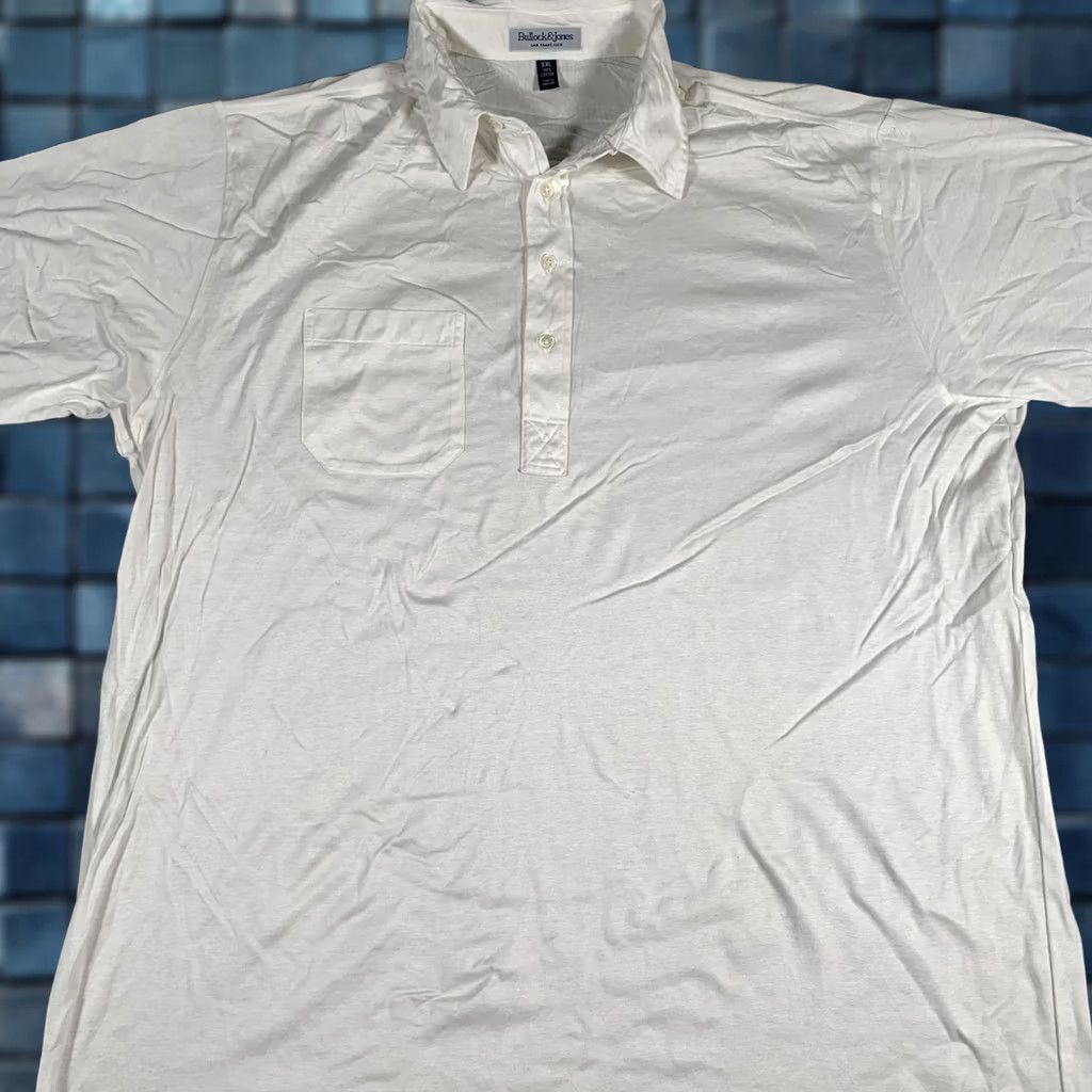 Vintage Bullock & Jones Polo Shirt Mens 2XL White Cotton Pocket Short Sleeve Casual Size US XXL / EU 58 / 5 - 1 Thumbnail