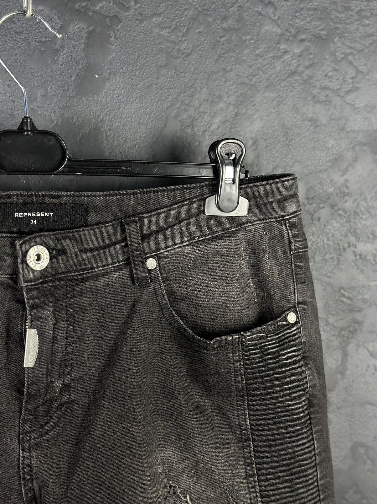 Represent Clo. Represent Destroyed Black Jeans Biker Denim Pants Size US 34 / EU 50 - 4 Thumbnail