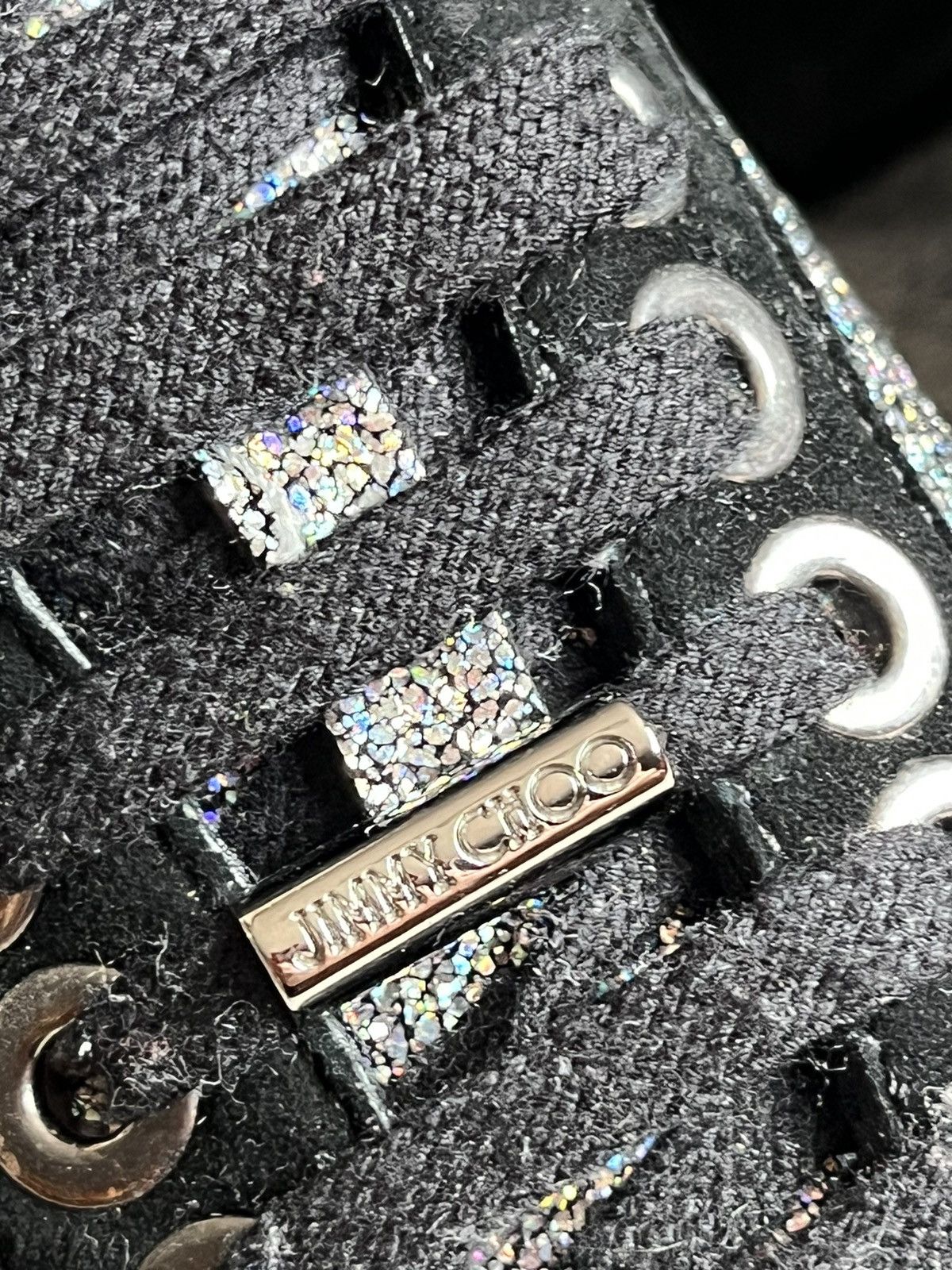 Designer × Jimmy Choo Jimmy Choo Diamond Sneakers Black Glitter Luxury Italy Size US 8 / EU 41 - 4 Thumbnail