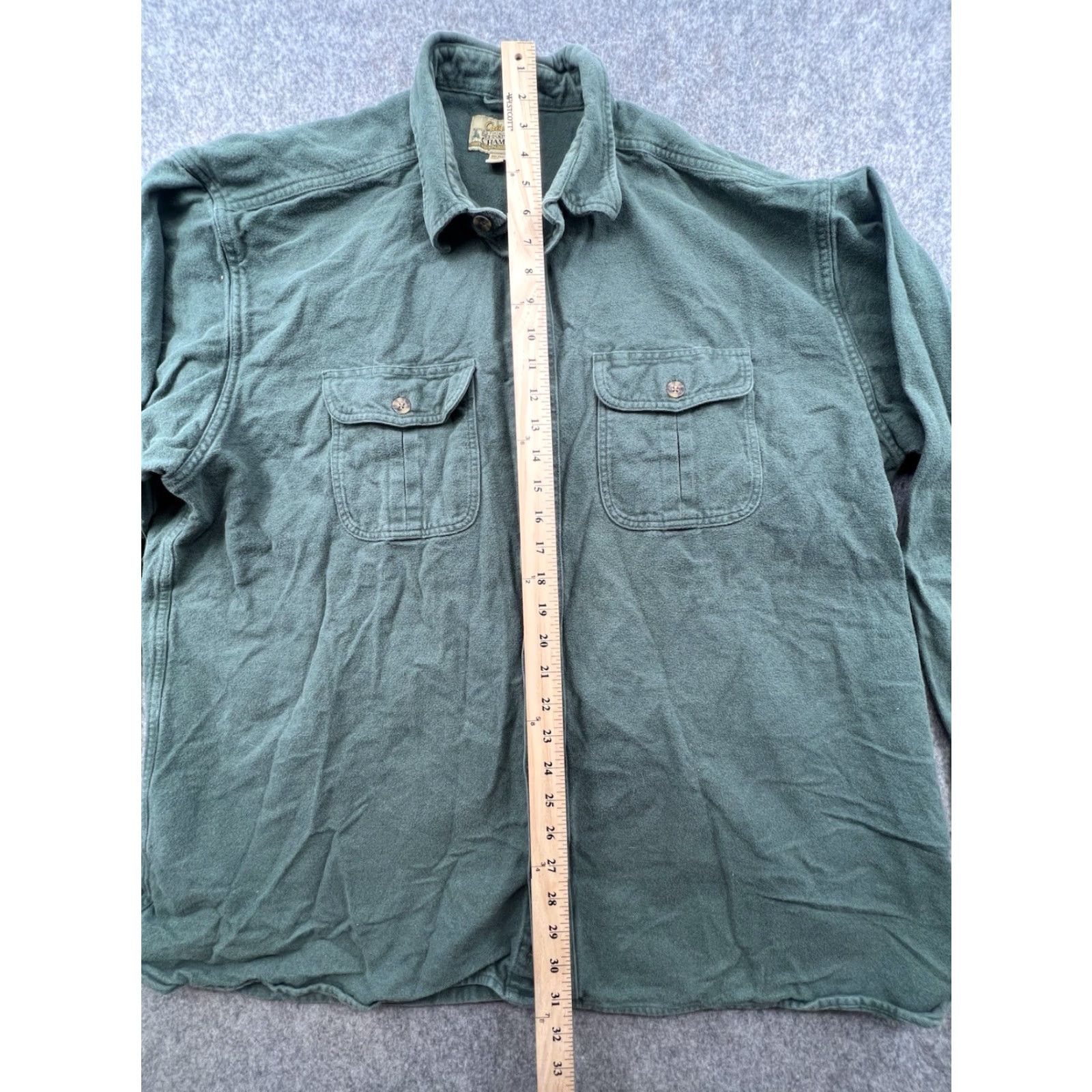 Vintage Cabela's Deerskin Soft Chamois Green Men's Button Up Shirt 2XL Outdoor Wear Shirt Men Green 90s Classic Outdoor Size US XXL / EU 58 / 5 - 3 Thumbnail