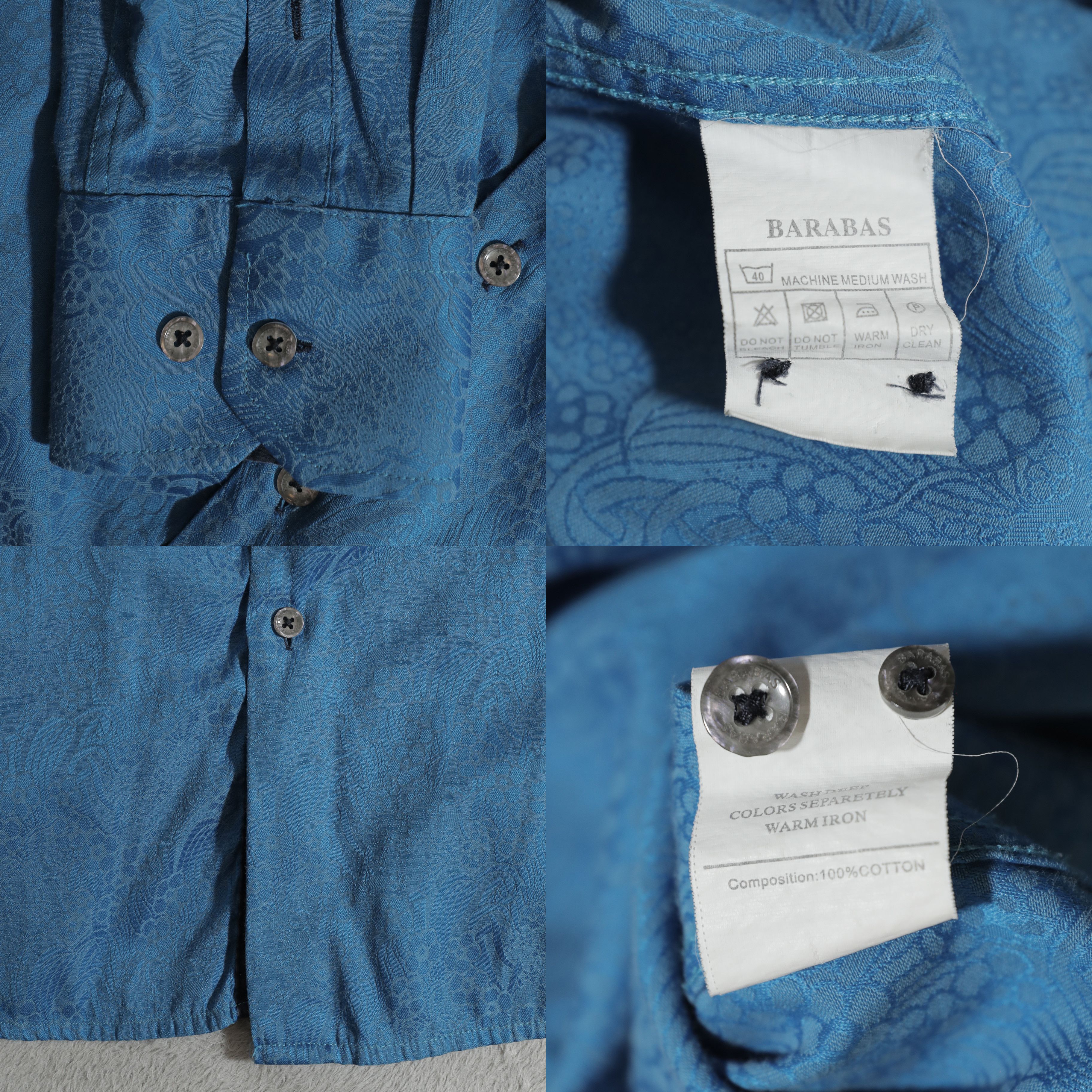 Other Barabas Button Down Blue Subtle Funky Pattern Shirt (XL) Size US XL / EU 56 / 4 - 11 Thumbnail