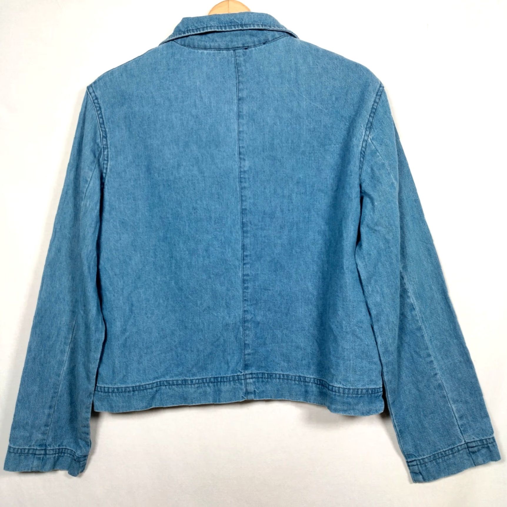 J. Jill VINTAGE J Jill Shirt Women M Blue Chambray Long Sleeve Collared V-Neck Classic USA Size M / US 6-8 / IT 42-44 - 2 Thumbnail