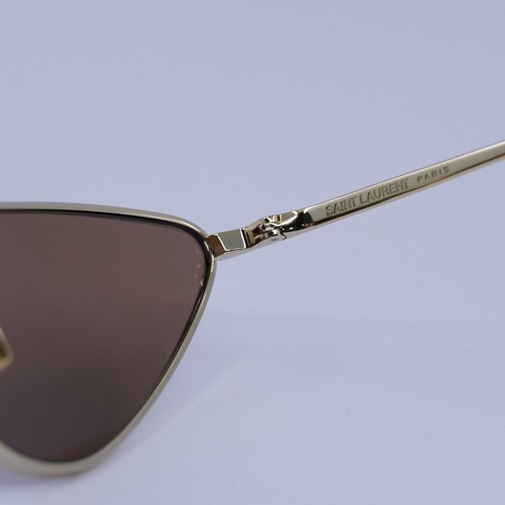Saint Laurent Paris Saint Laurent SL487 003 Sunglasses Gold Cat Eye Frame, Brown Size ONE SIZE - 8 Thumbnail