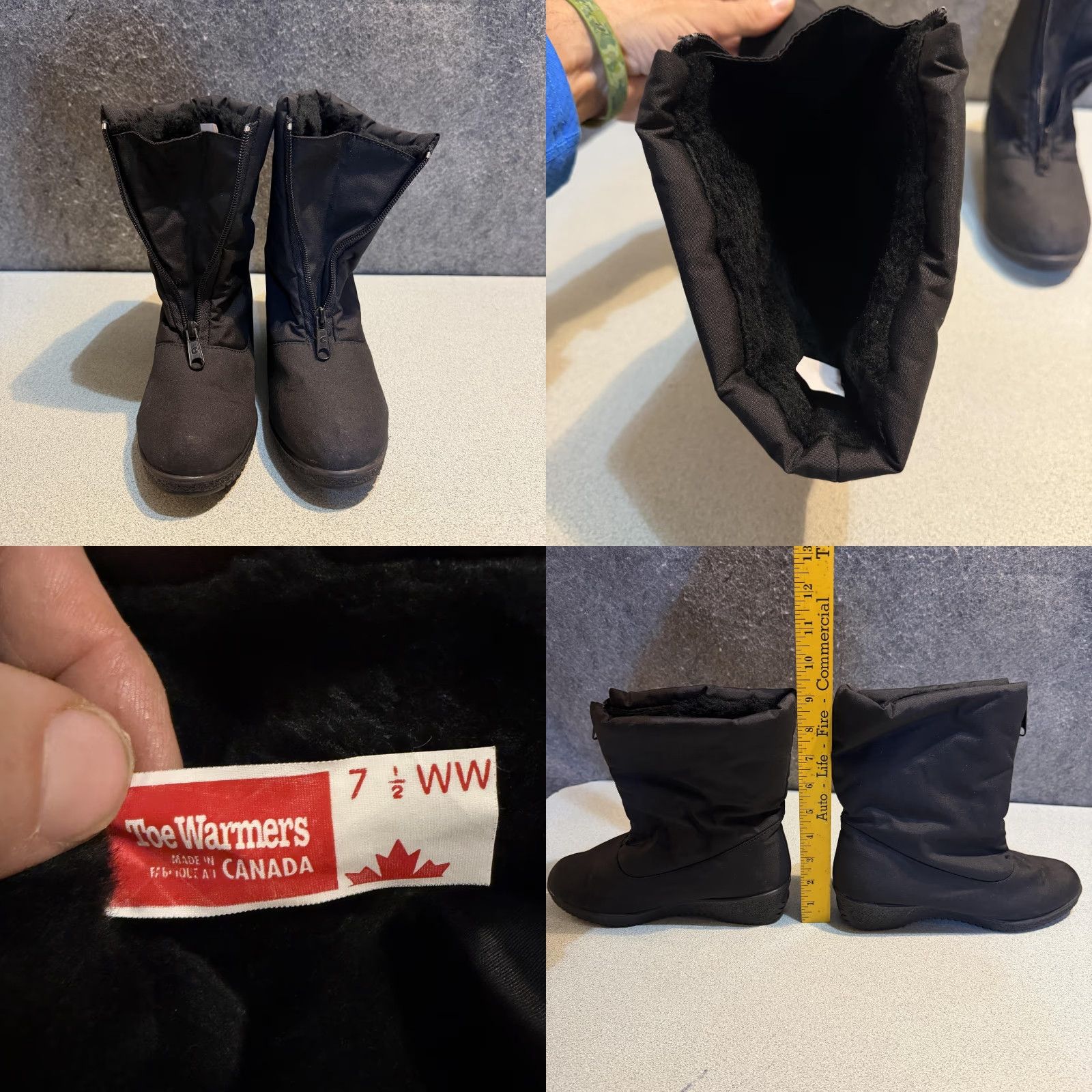 Vintage Toe Warmers Boots Size 7.5 WW Black Winter Snow Faux Fur Insulated Canada Womens Size US 8 / IT 38 - 8 Thumbnail