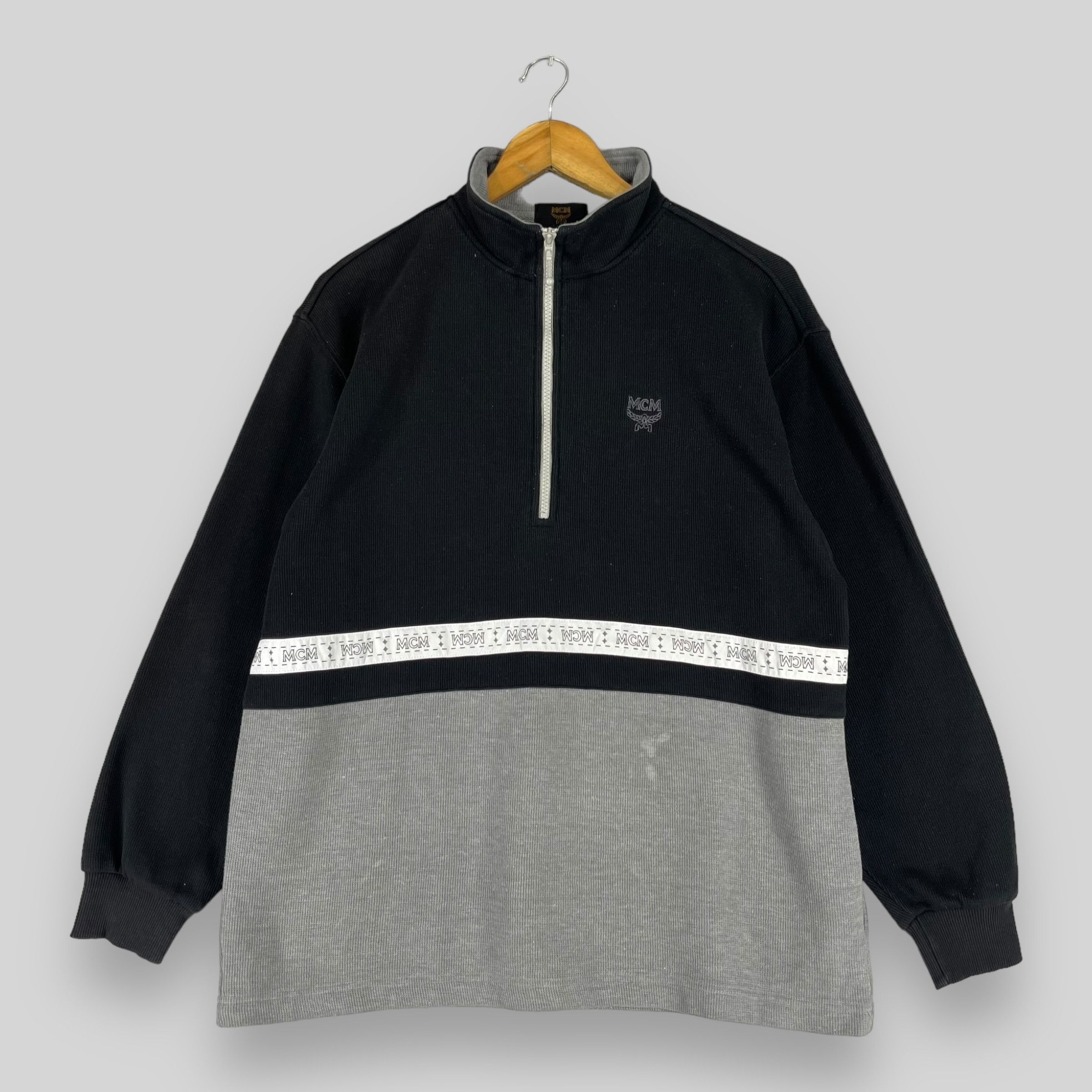 Designer × MCM × Vintage Vintage 1990s MCM Legere Half Zipper Sweater Size US L / EU 52-54 / 3 - 1 Thumbnail