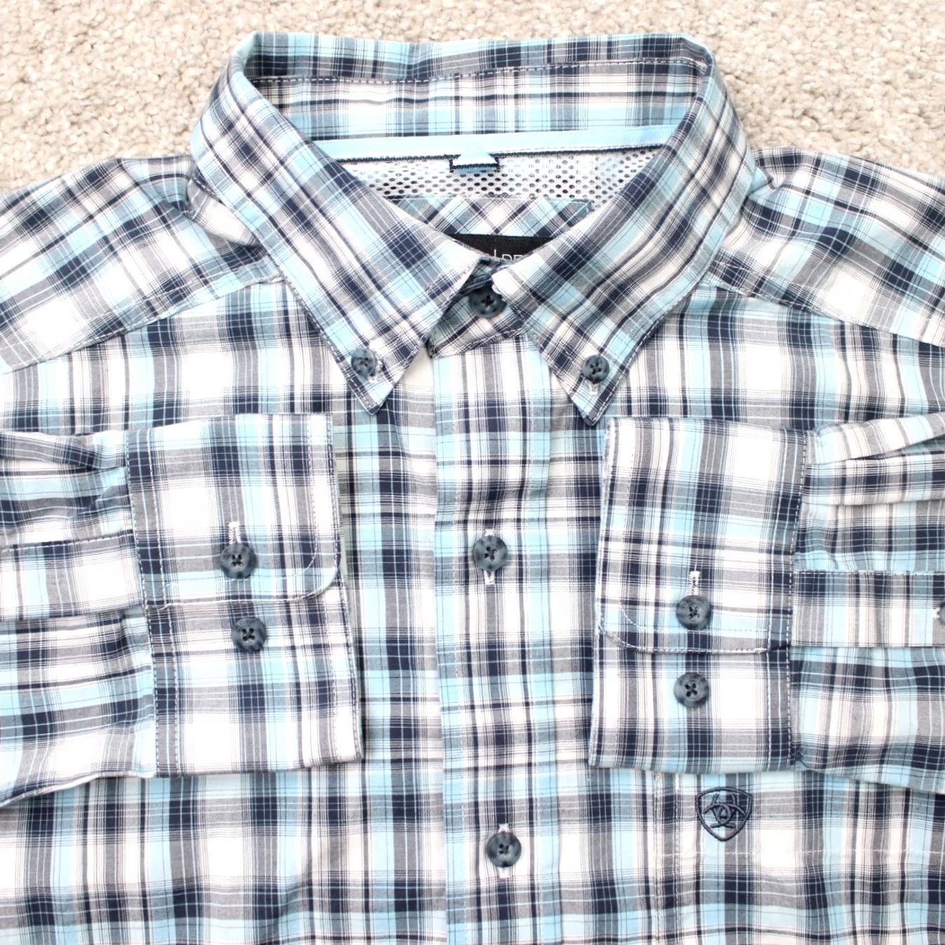 Ariat Ariat Pro Series Norbert Button-Up Blue Plaid Shirt Mens Medium Classic Fit Long Sleeve Size US M / EU 48-50 / 2 - 2 Thumbnail
