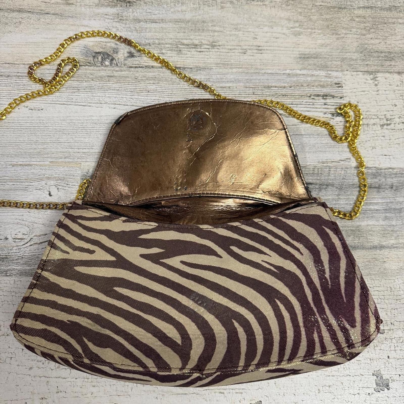 Designer J Renee Zebra Print Gold Chain Crossbody Size ONE SIZE - 4 Thumbnail