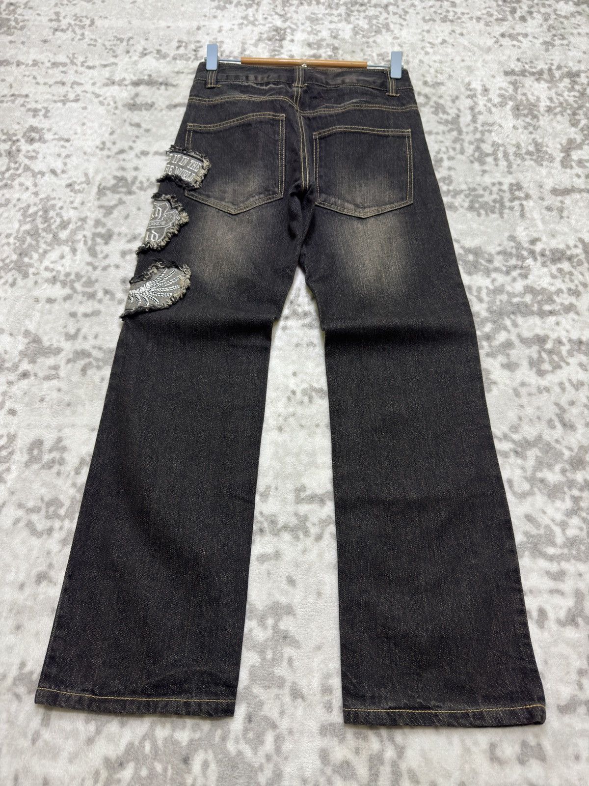 If Six Was Nine Vintage Punk Patchwork Denim Y2K Regular Fit Jeans Size US 26 / EU 42 - 2 Thumbnail