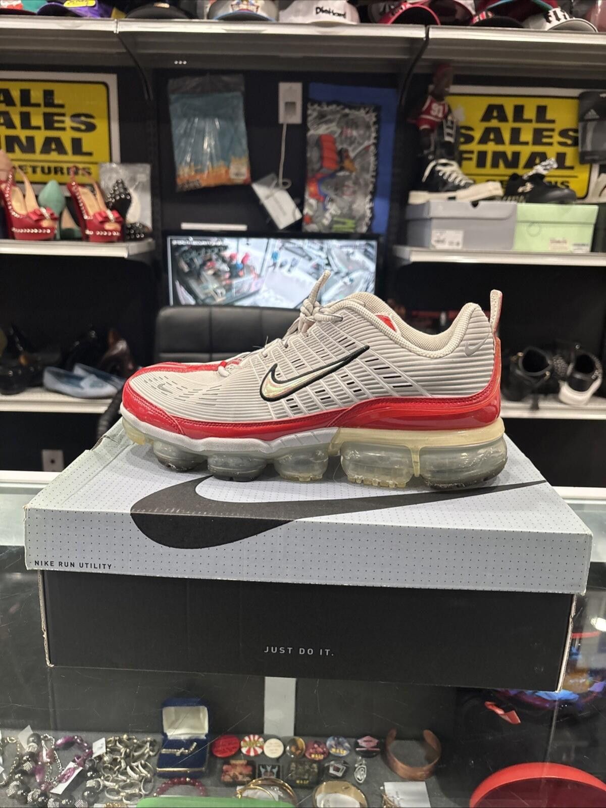 Nike Nike Red And Black Air Vapormax 360 Running Shoes With Box Size US 12 / EU 45 - 1 Thumbnail