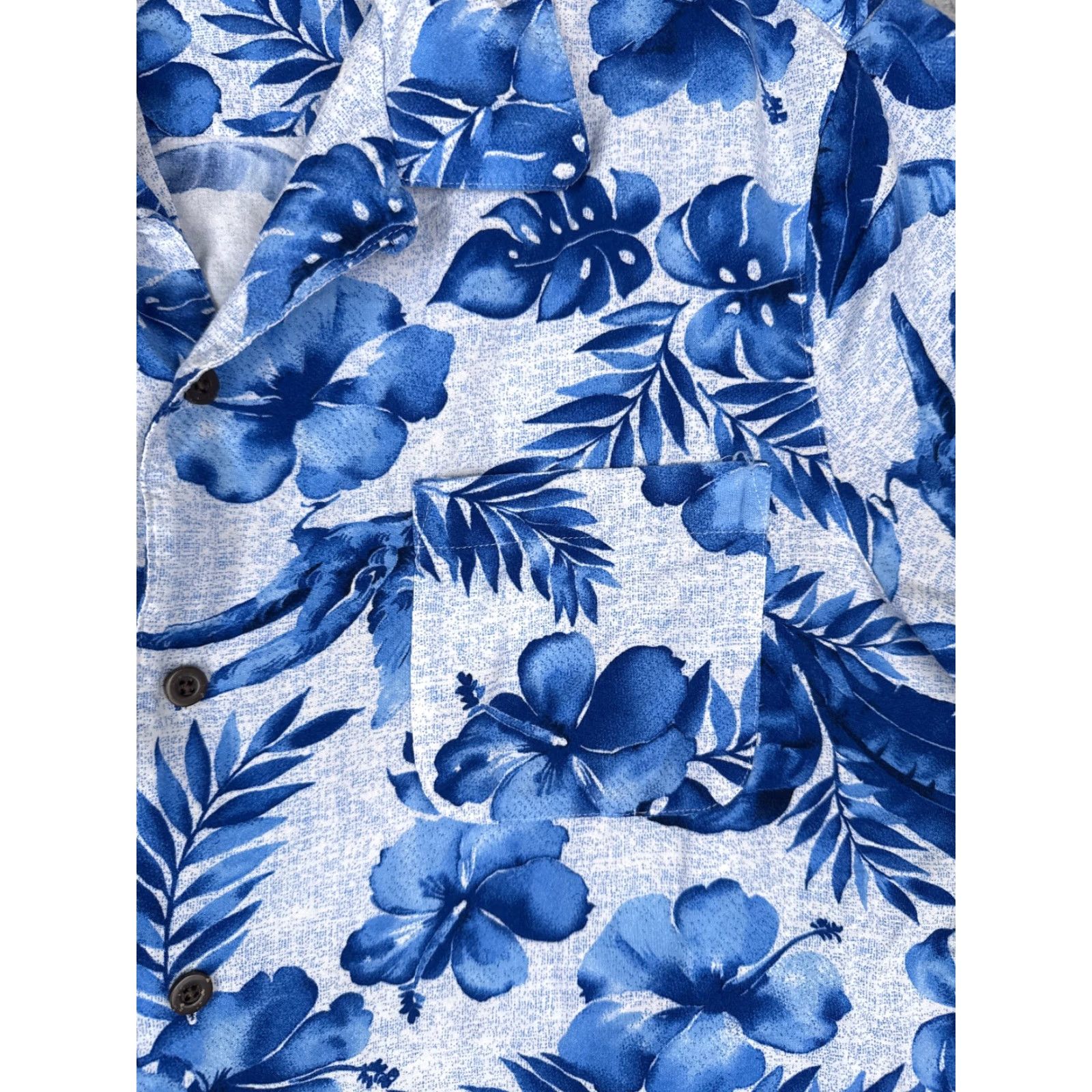 George George Shirt Men Extra Large Blue Floral Palm Leaf Hawaiian Pocket 100% Rayon Size US XL / EU 56 / 4 - 6 Thumbnail