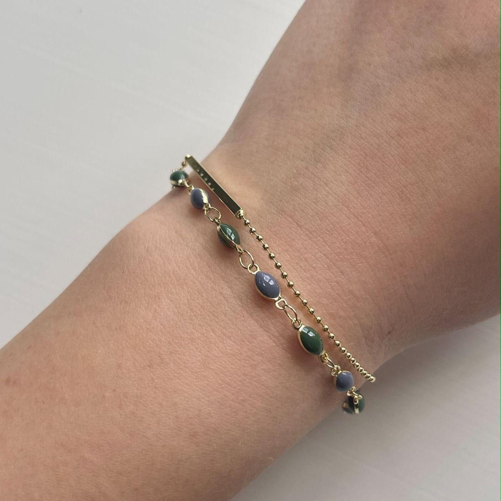 Other Gold plated sage green stone bracelet Size ONE SIZE - 3 Thumbnail