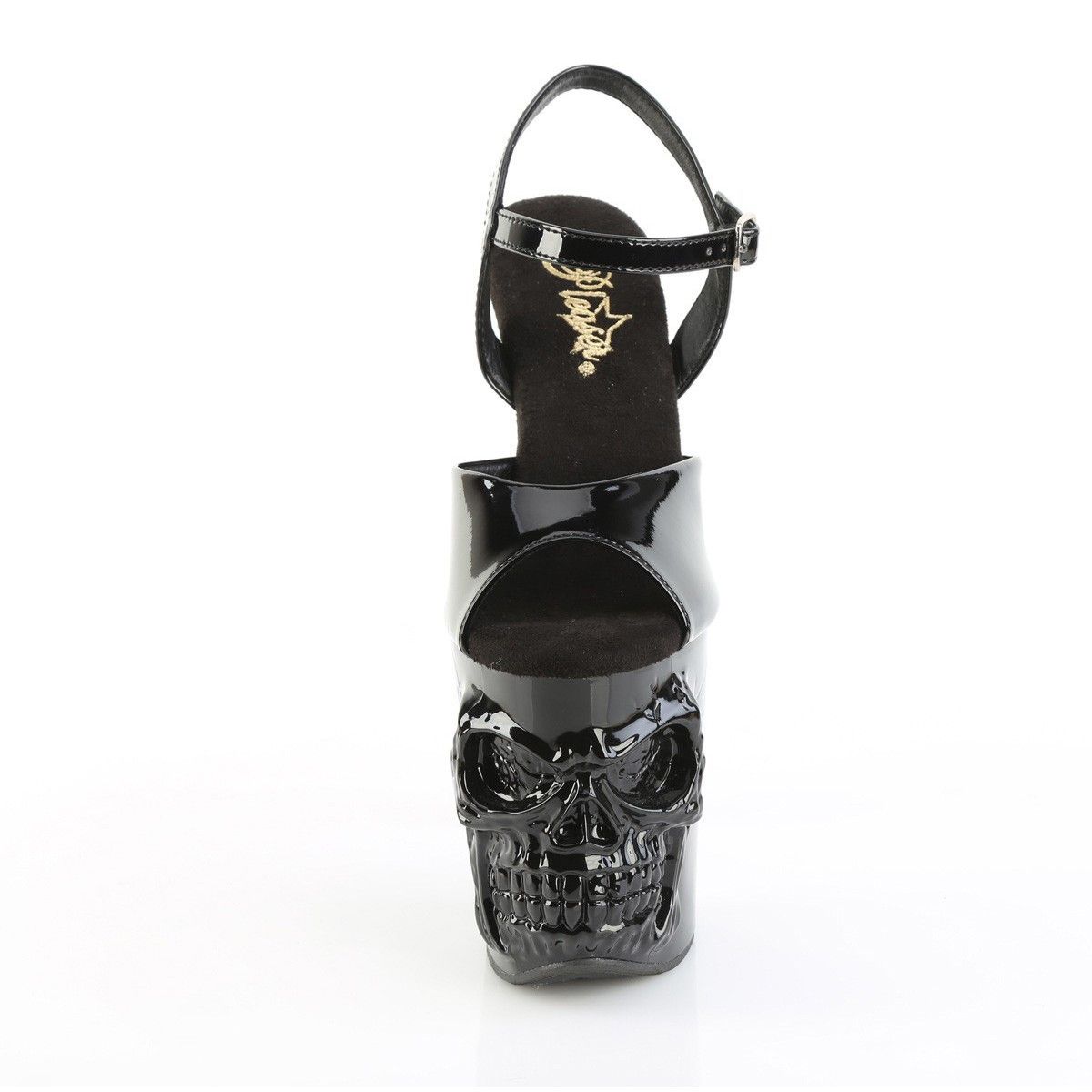 Other Rapture Black Patent Skull & Bones High Heel Platform Shoes Size US 8 / IT 38 - 6 Thumbnail