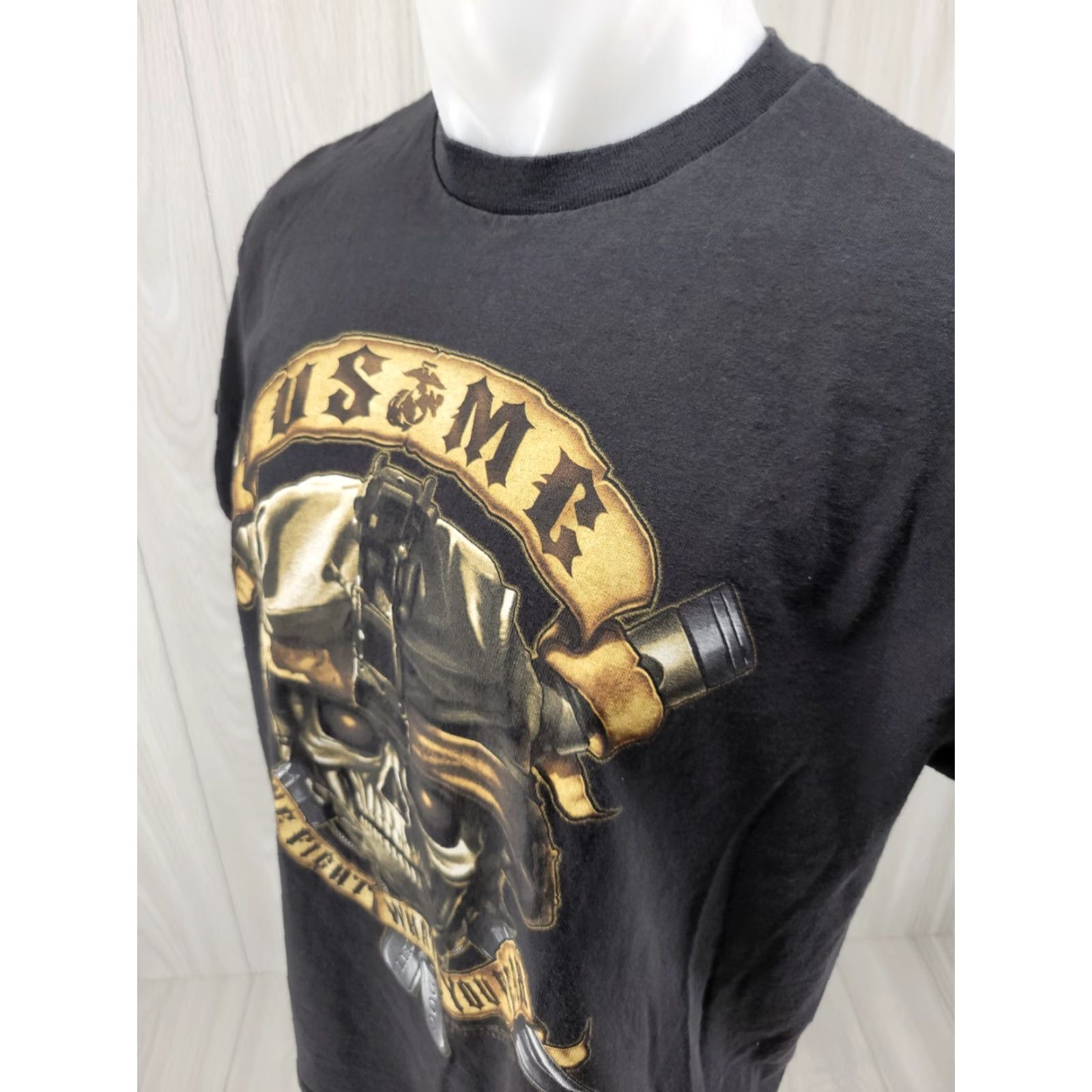 Delta Delta Black Ink Design Short Sleeve Crewneck T Shirt USMC Marines Large L Black Mens Size Regular Cotton Crew Neck Logo 100% Cotton Size US L / EU 52-54 / 3 - 4 Thumbnail