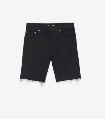 image of Saint Laurent Paris Oc11Z0124 Shorts In Used Black Stretch Denim In Black, Men's (Size 32)