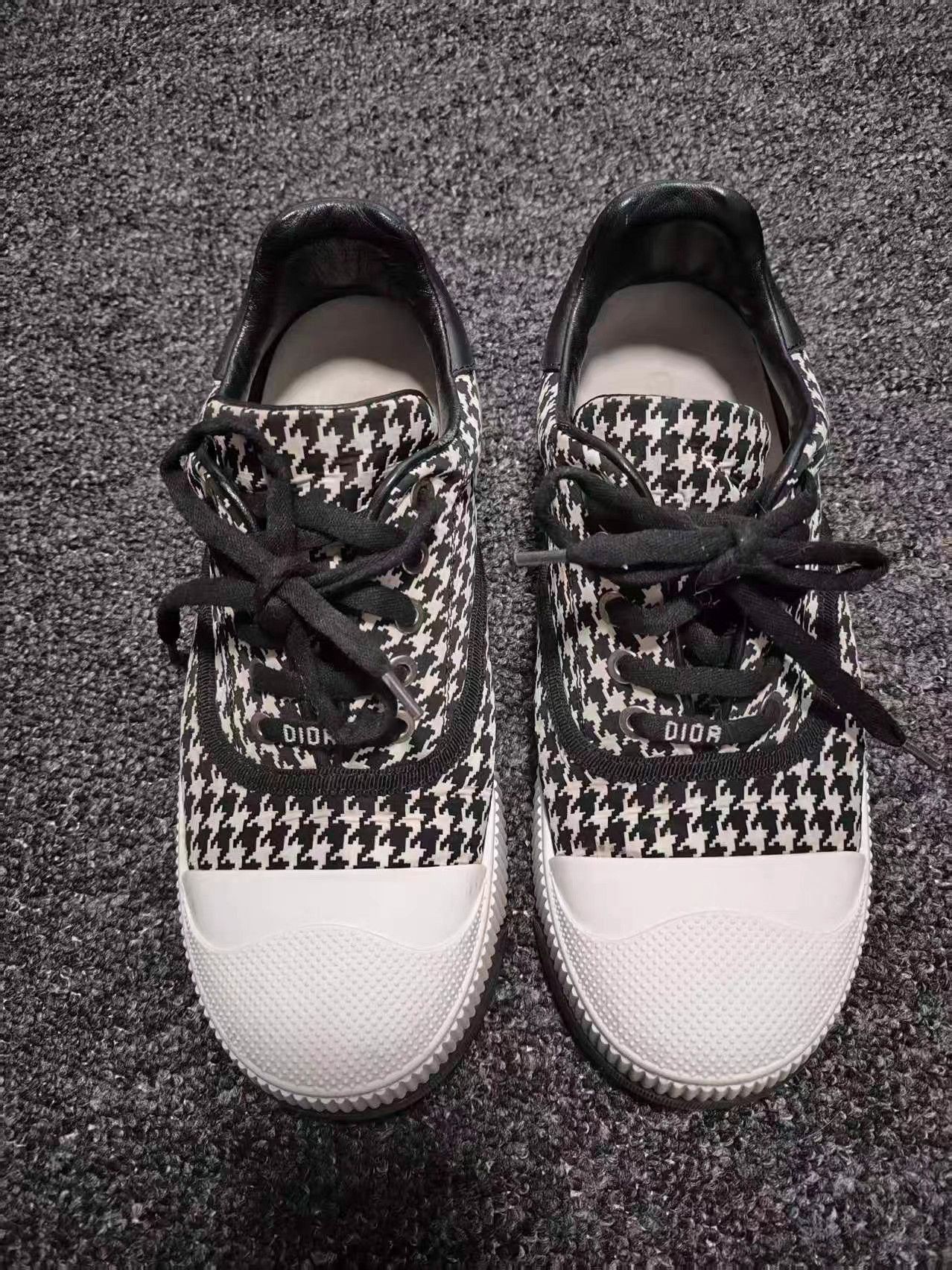 Dior DIOR D-Smash Houndstooth Lace-Up Sneakers K13 Size US 7 / IT 37 - 2 Thumbnail