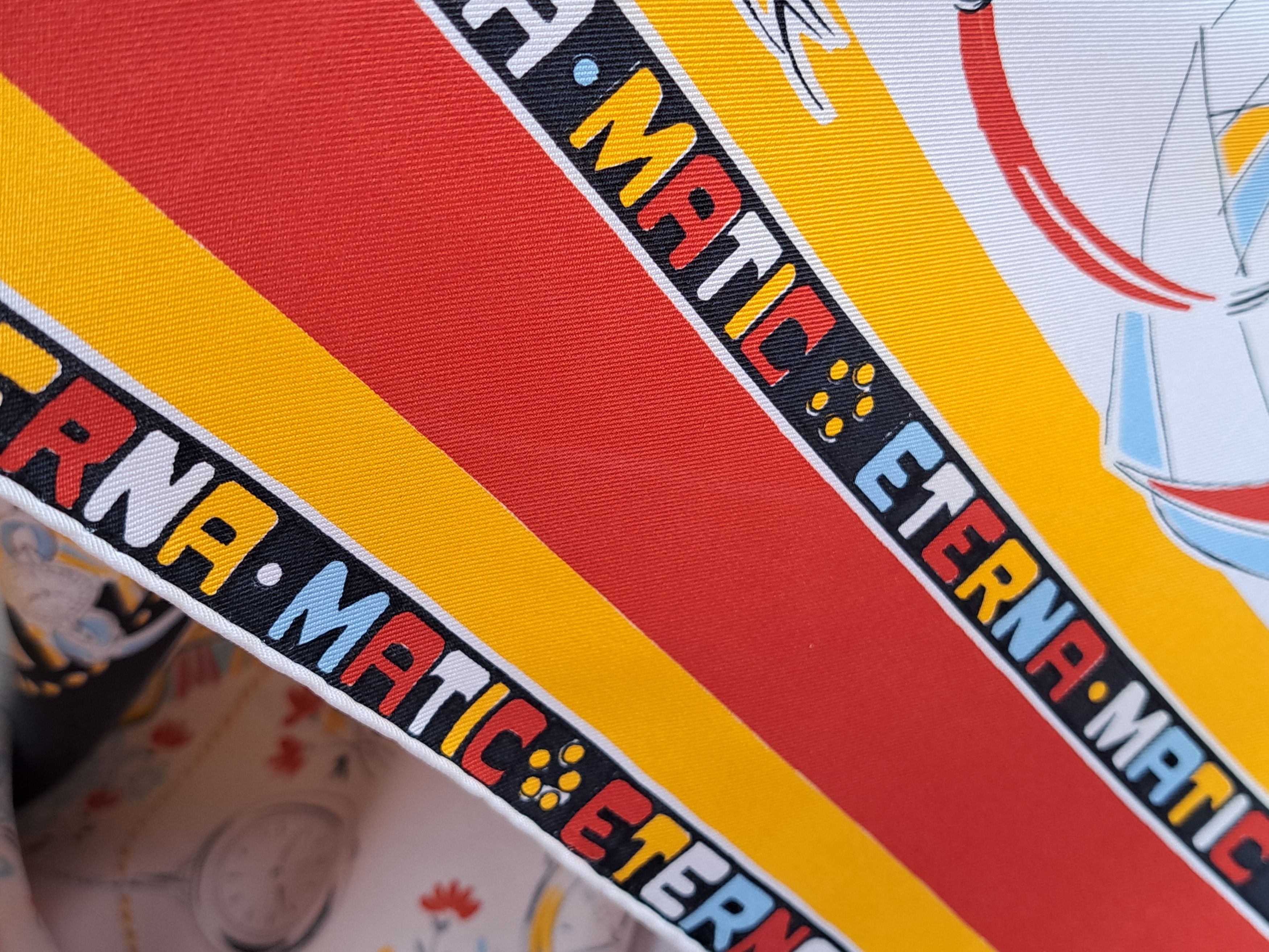 Designer × Vintage ETERNA MATIC vintage clock pattern silk scarf. Size ONE SIZE - 16 Thumbnail