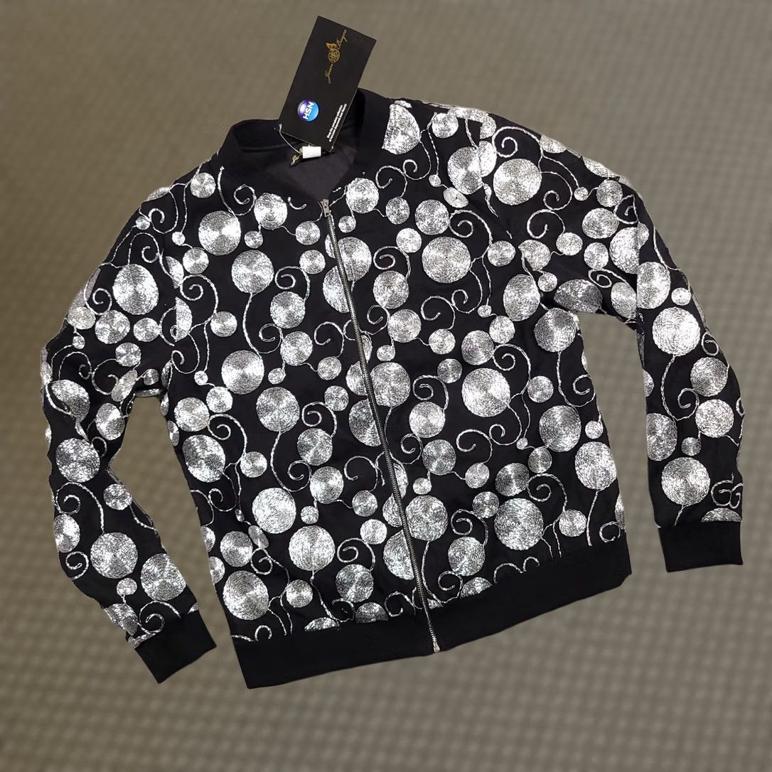 Vintage Joan Boyce Gold Bomber Jacket Women's Small Black Silver Textured Long Sleeve Size S / US 4 / IT 40 - 1 Thumbnail