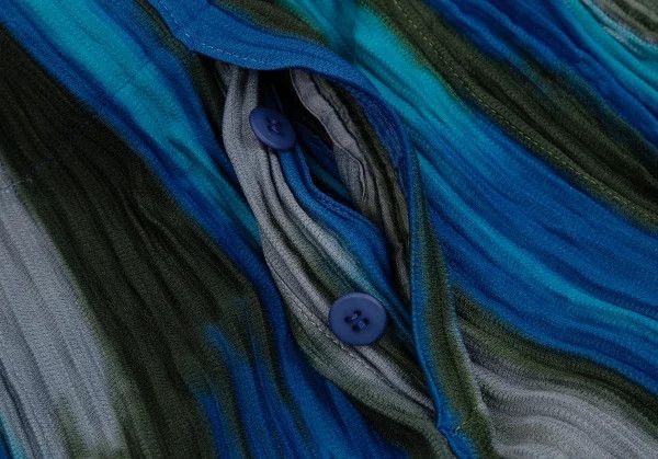 Issey Miyake Pleated Stripe Half Pants in Teal Gray Size US 38 / EU 54 - 3 Thumbnail