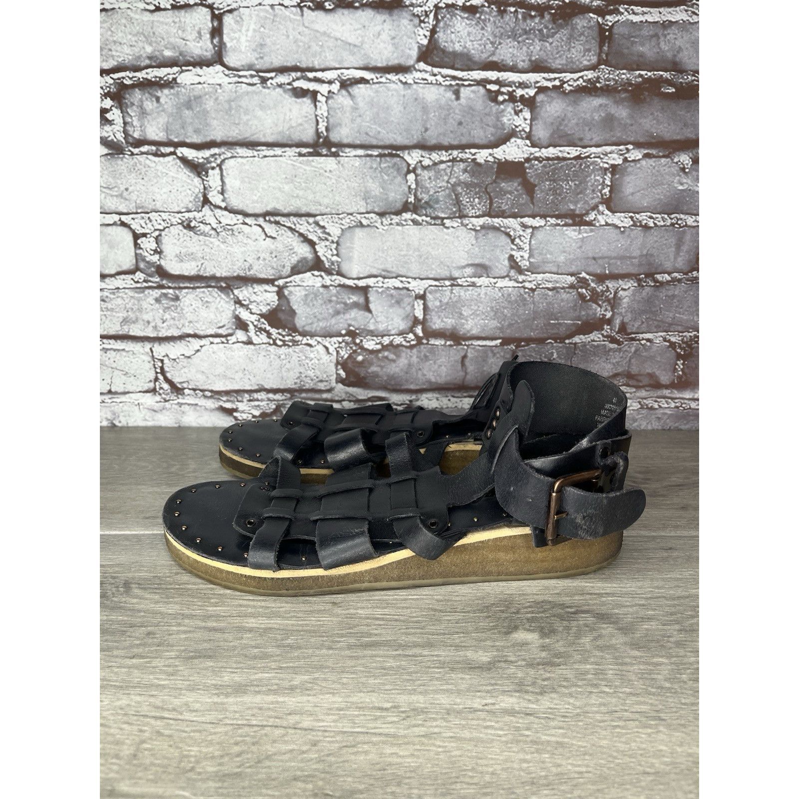 Free People Free People Marianne Black Leather Platform Gladiator Strapp Size US 10.5 / IT 40.5 - 21 Thumbnail