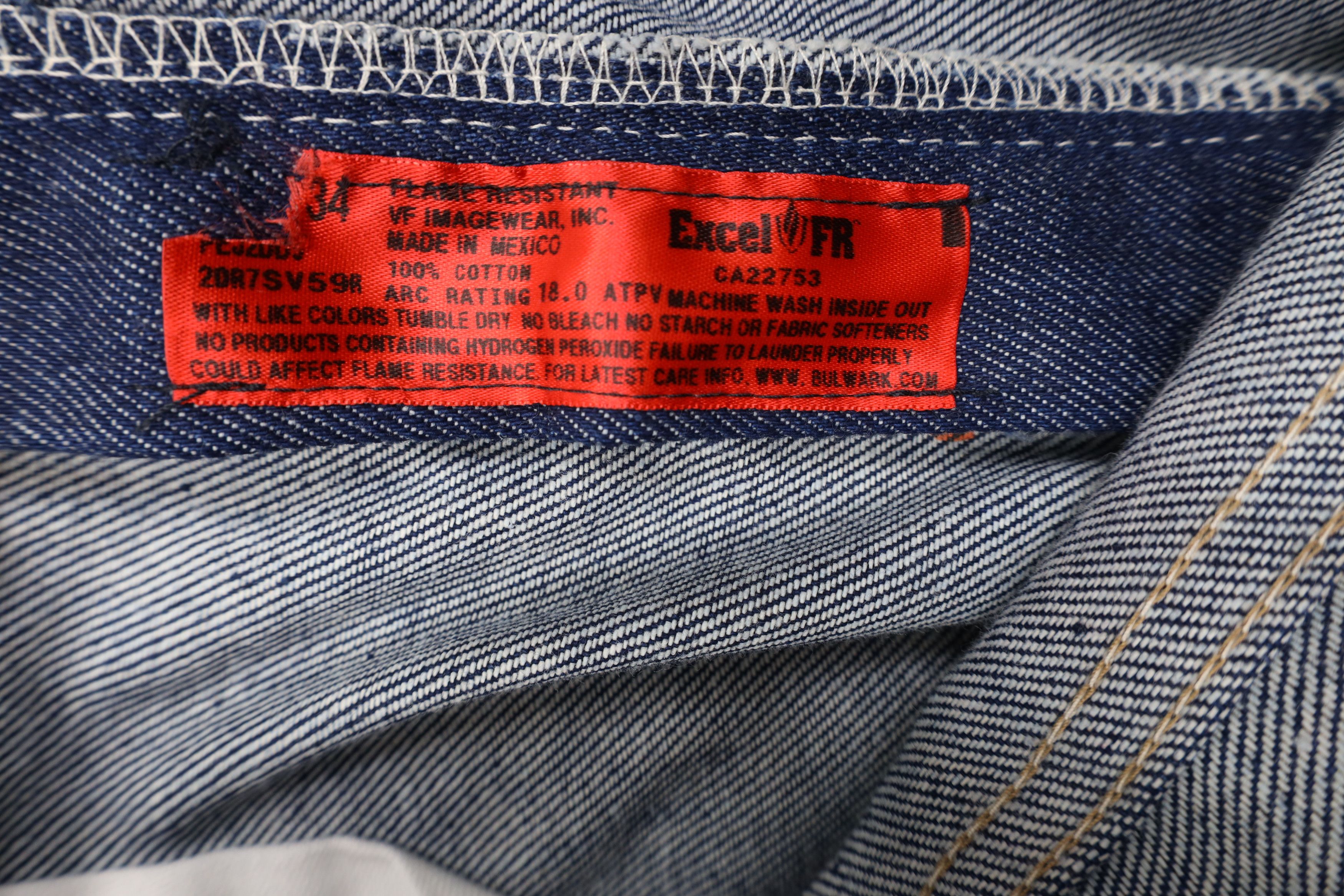 Vintage Vintage Bulwark FR Fire Flame Resistant Wide Leg Denim Jeans Size US 34 / EU 50 - 6 Thumbnail