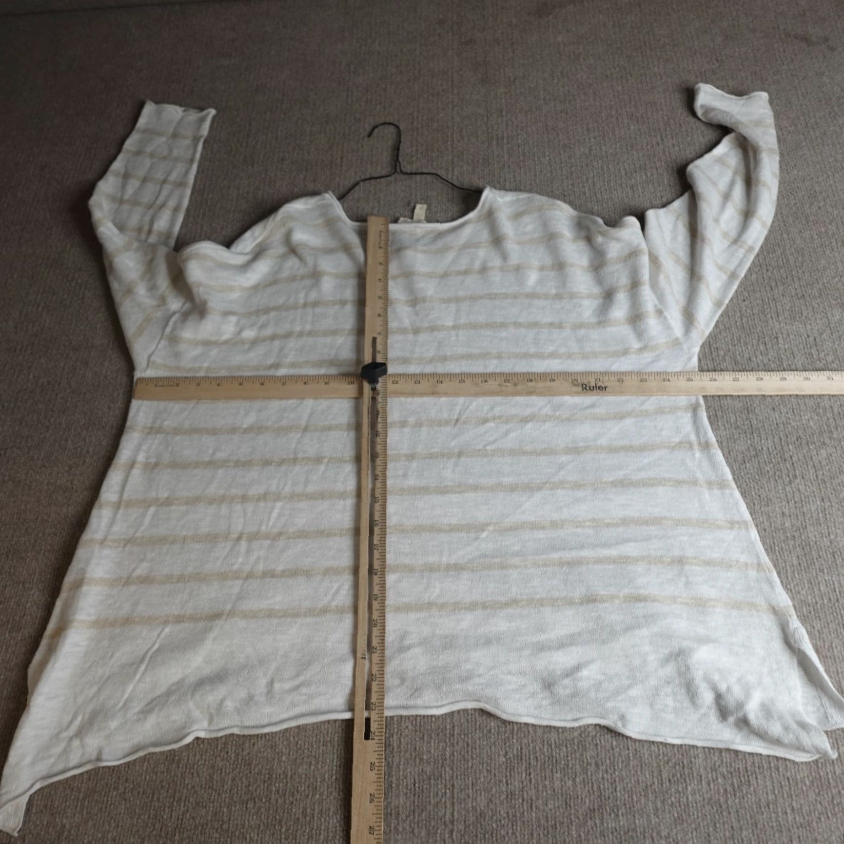 Eileen Fisher VINTAGE? No. Eileen Fisher Womens Sweater Large White Striped Organic Linen Cotton Size L / US 10 / IT 46 - 7 Thumbnail