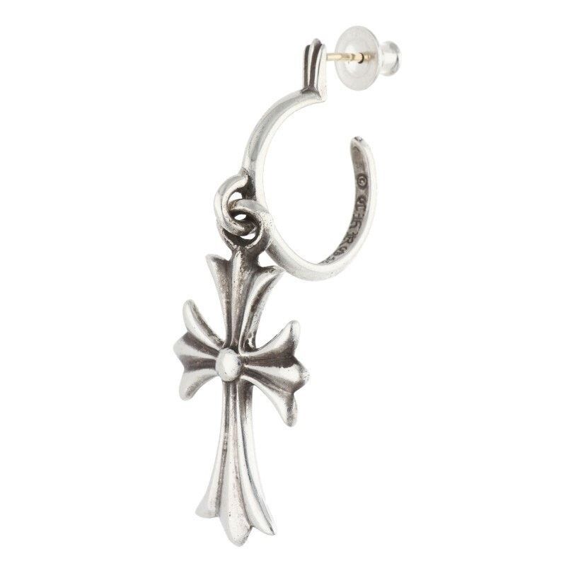 Chrome Hearts Chrome Hearts Tiny CH Cross Hoop Silver Earring Size ONE SIZE - 1 Thumbnail