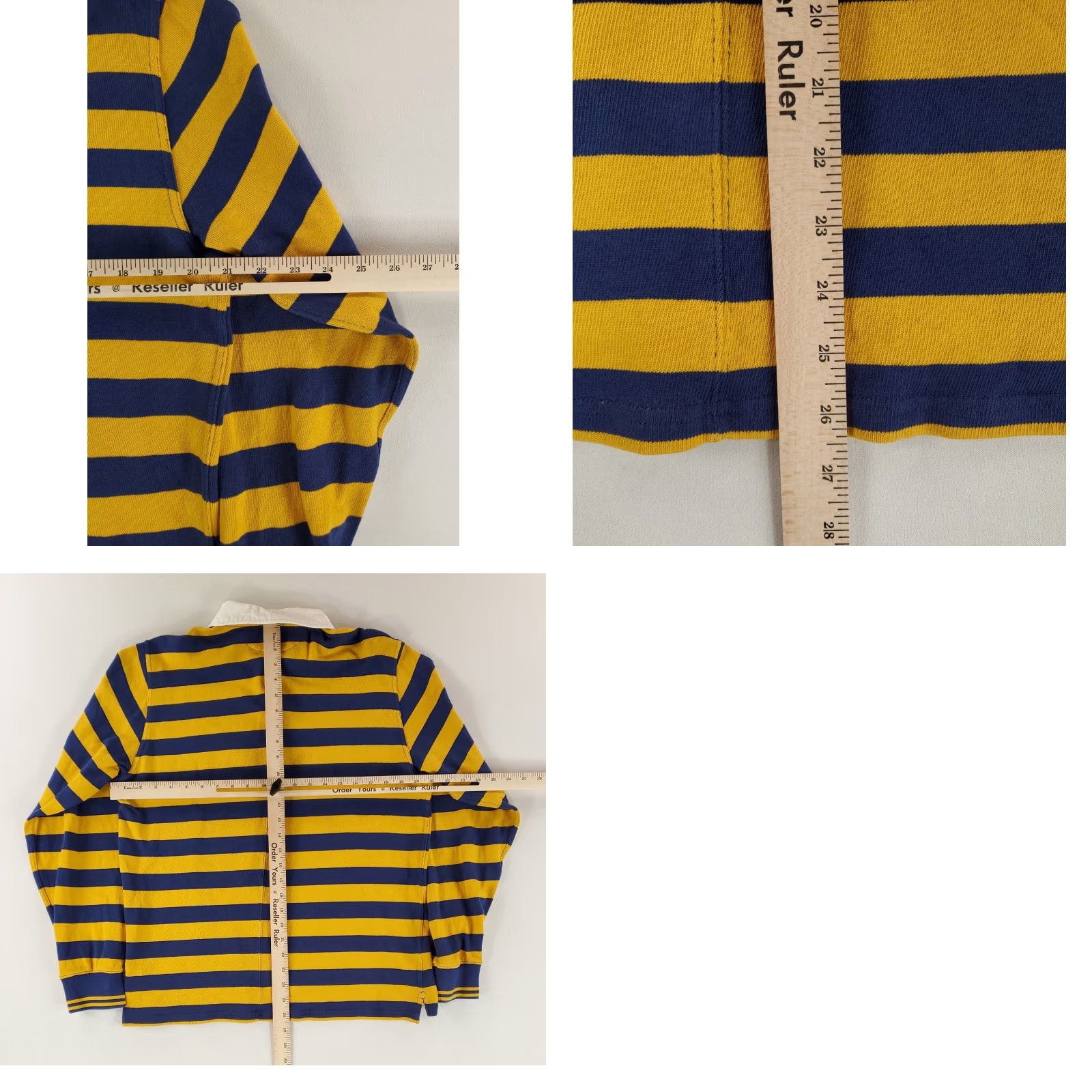Vintage Ovidia & Sons Rugby Shirt Yellow Blue Striped Long Sleeve Mens L Polo Collared Shirt Size US L / EU 52-54 / 3 - 8 Thumbnail