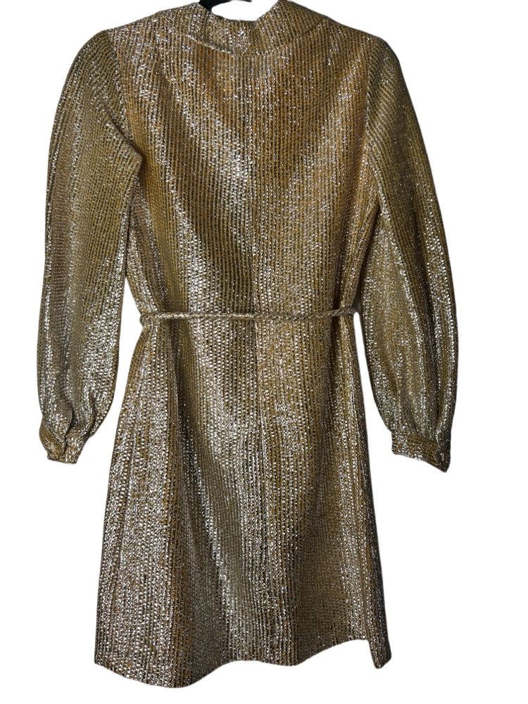 Vintage Vintage 1960's 2pcs. Parc Jr. Silver Metallic Cocktail Dress Size S / US 4 / IT 40 - 2 Thumbnail