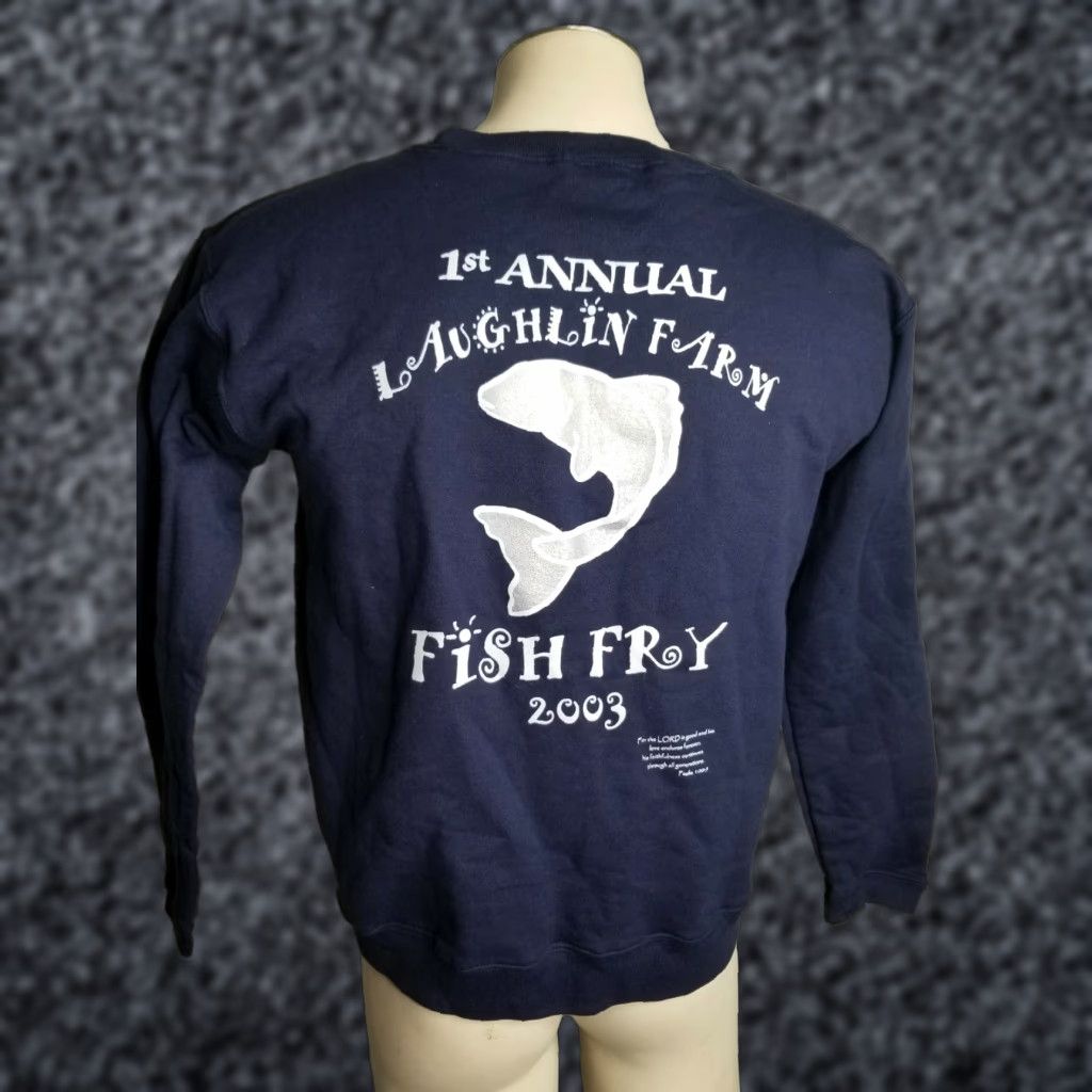 Hanes VINTAGE Hanes Womens S Crewneck Sweatshirt Fish Fry 2003 Double-Sided Hanes Her Way Shirt Pullover Blue 2003 Fish Fry Activewear Womens Sweatshirt C Size S / US 4 / IT 40 - 1 Thumbnail
