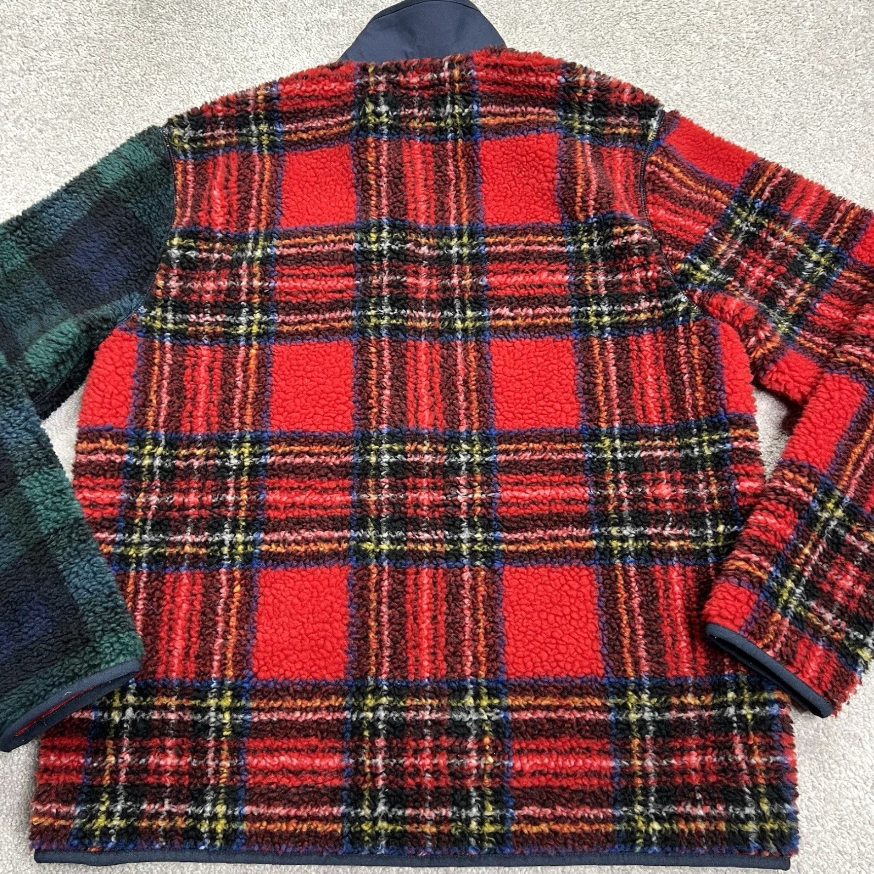 J.Crew J.CREW Nordic Sherpa Fleece Jacket Mens Large Patchwork Plaid Full Zip Multicolor Green Red Blue Size US L / EU 52-54 / 3 - 7 Thumbnail