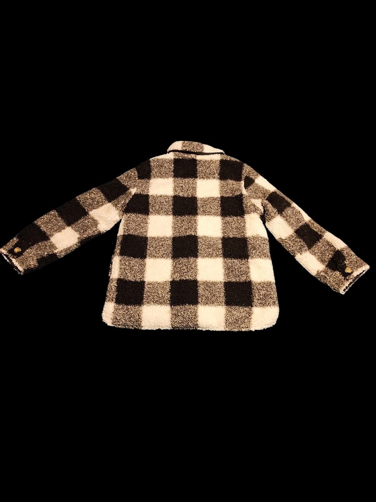 Designer Unisex Kids Black and White Checkered Fleece Jacket Size ONE SIZE - 5 Thumbnail