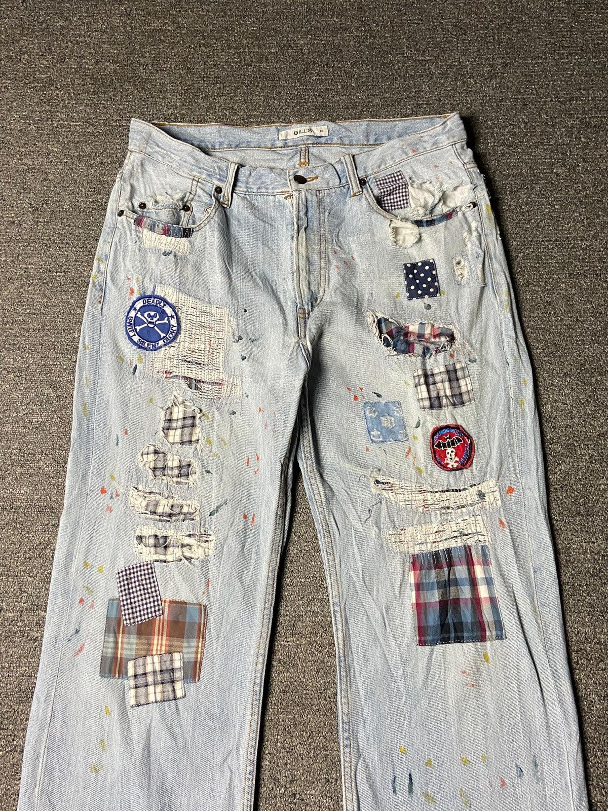 Japanese Brand ILLS Brand Custom Patchwork Denim Jeans (157) Size US 34 / EU 50 - 8 Thumbnail