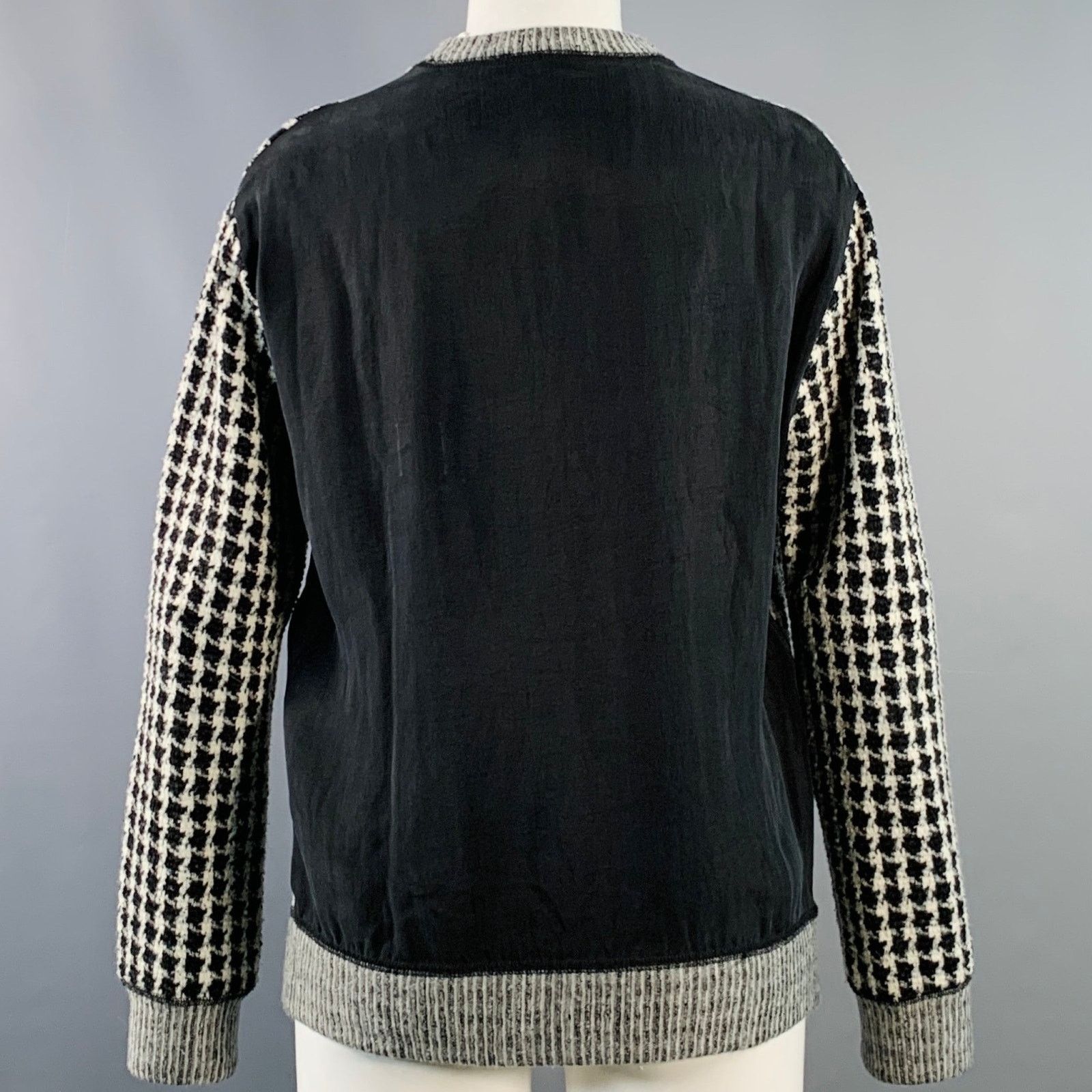 Sandro Size S Black Grey Wool Blend Houndstooth Crew Neck Pullover Size S / US 4 / IT 40 - 4 Thumbnail
