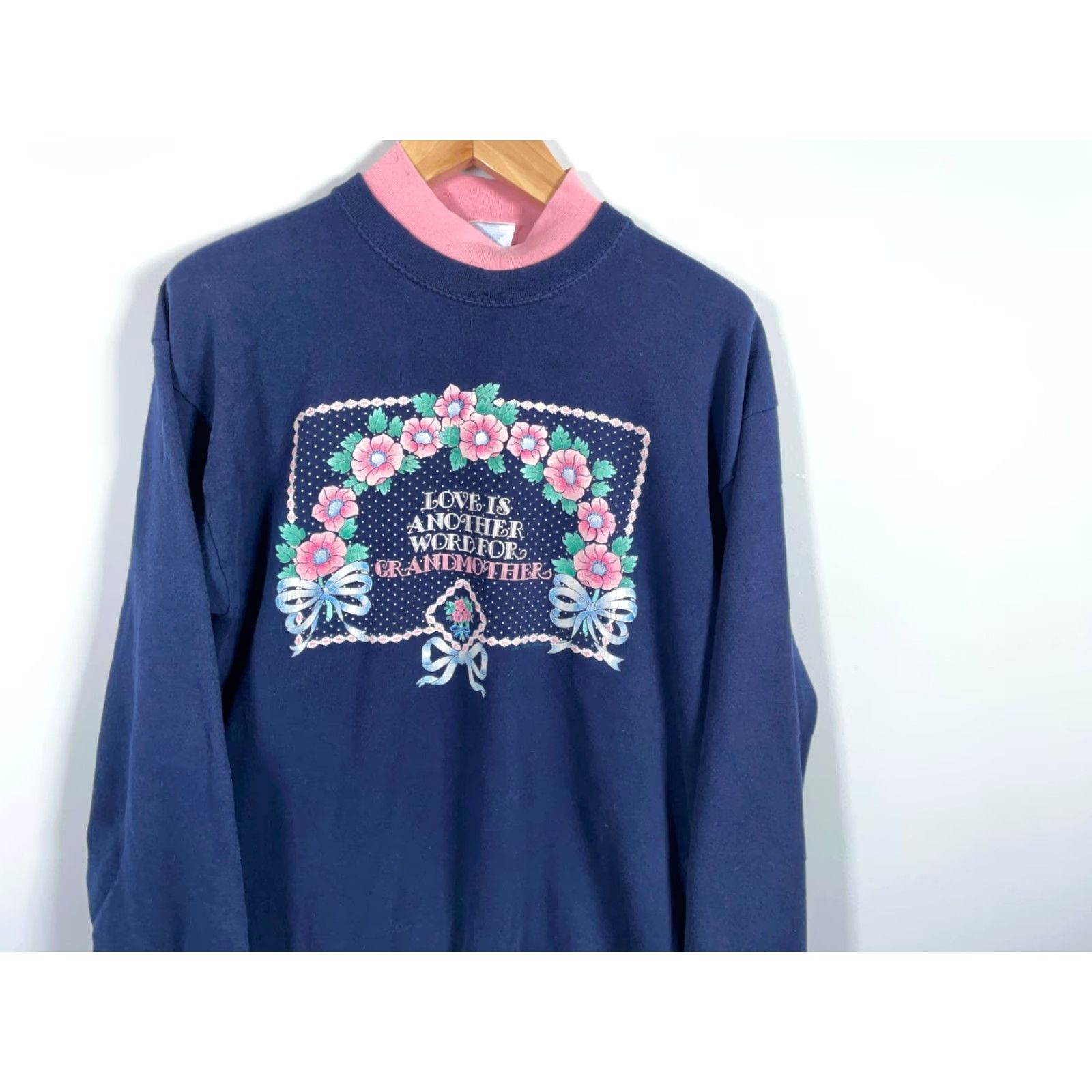 Vintage VINTAGE 90s Grandma Love Sweatshirt Santee Blue Raglan Sleeve Pullover Long Sleeve Floral Print Graphic Fall Winter Spring Summer Women Adult Large) Size L / US 10 / IT 46 - 4 Thumbnail