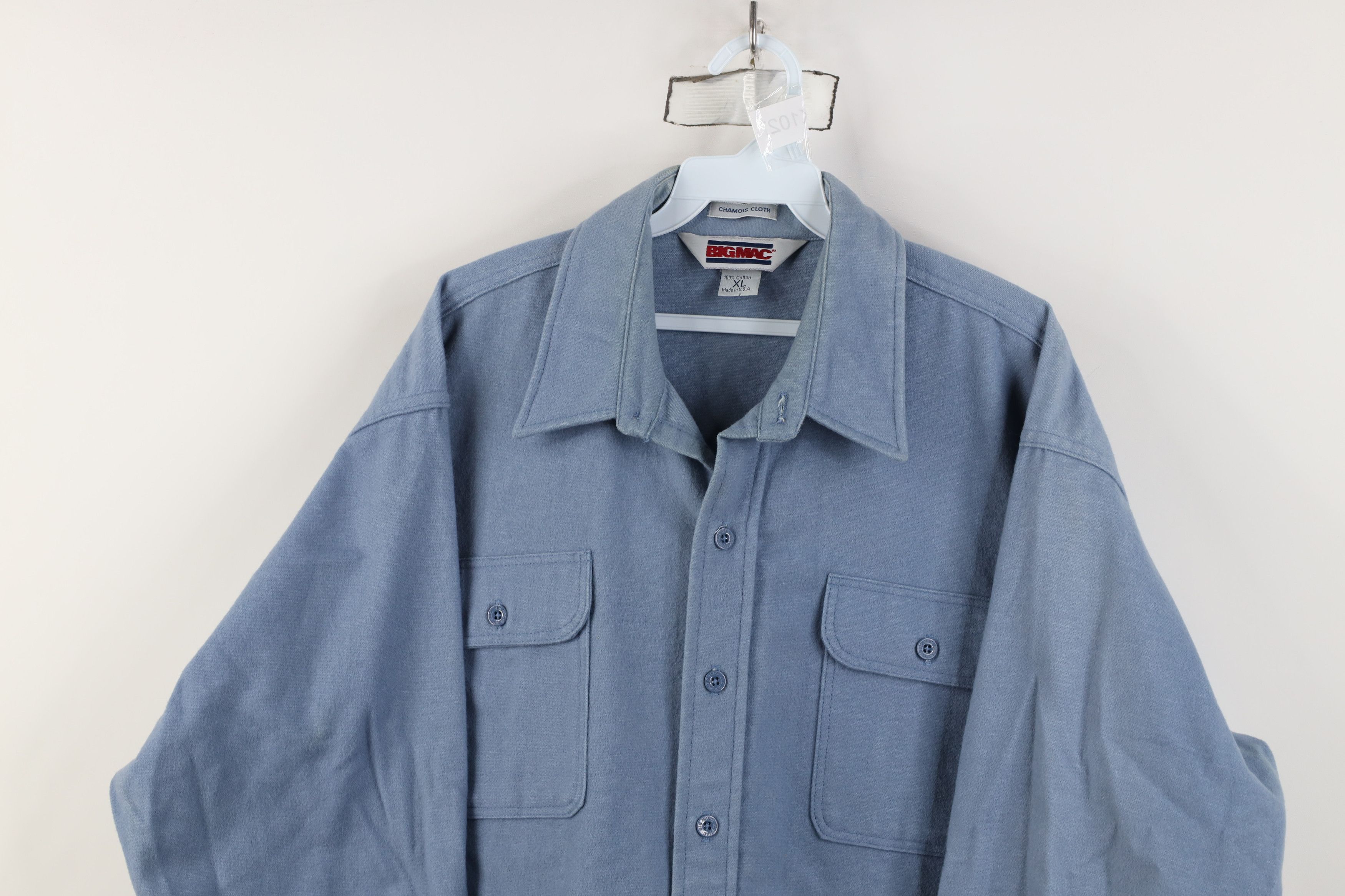 Vintage Vintage 70s Big Mac Chamois Cloth Button Shirt Blue USA Size US XL / EU 56 / 4 - 2 Thumbnail