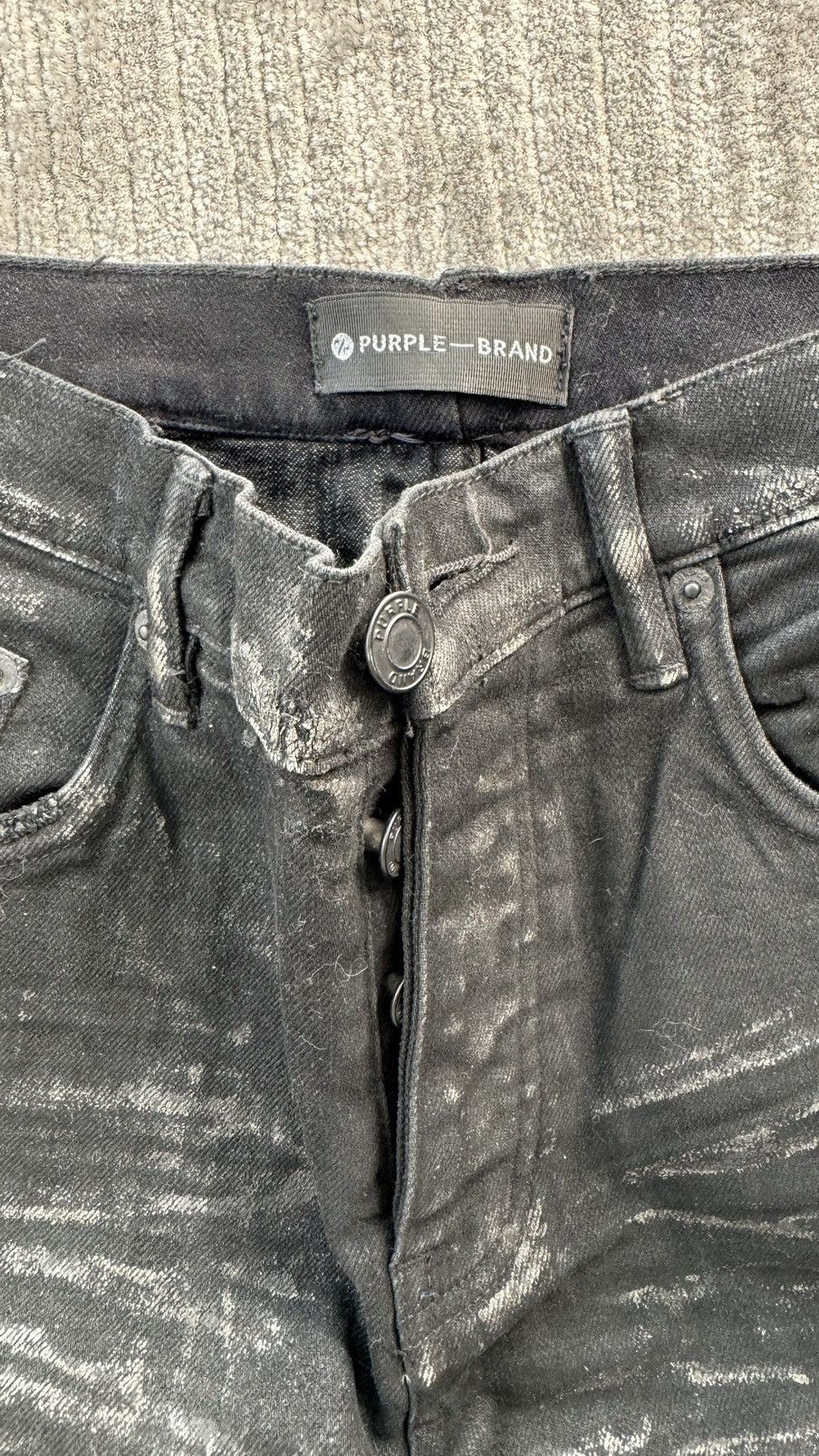 Purple Brand Black Denim Pants Foil Overlay Size US 32 / EU 48 - 2 Thumbnail